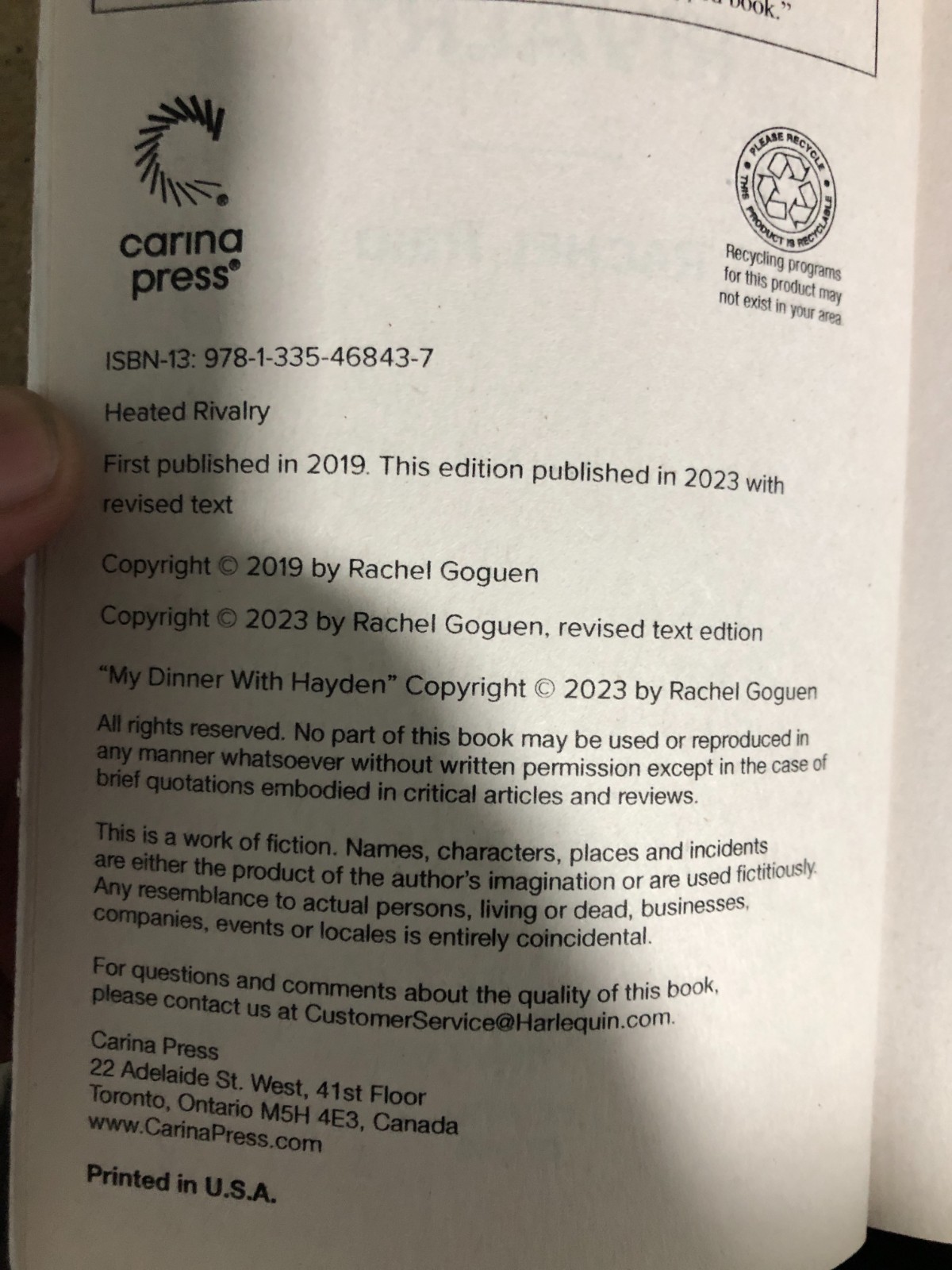 Heated Rivalry : A Gay Hockey Romance by Rachel Reid (2023, Mass Market)