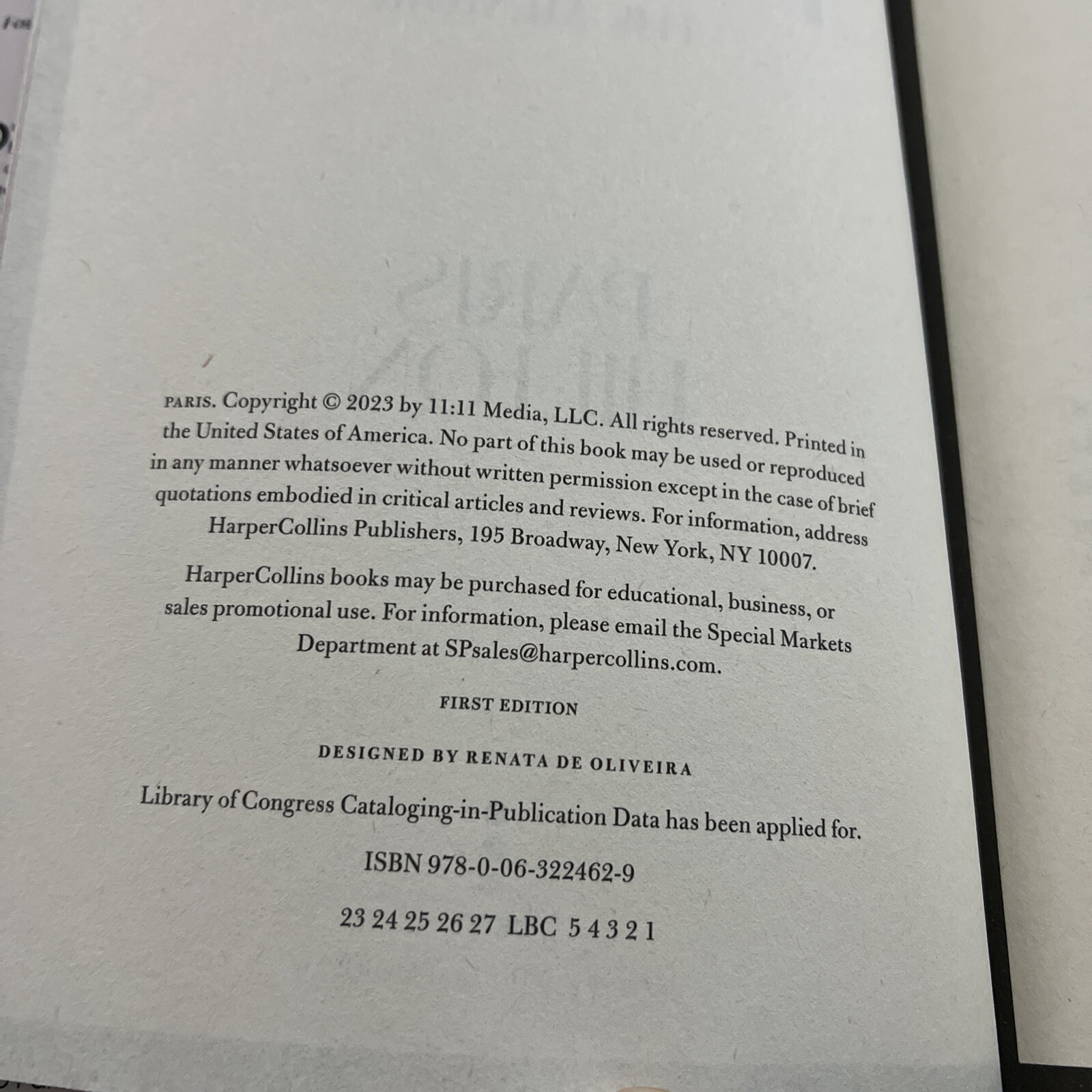 Paris The Memoir Hardcover by Paris Hilton 2023 1st Edition Dey