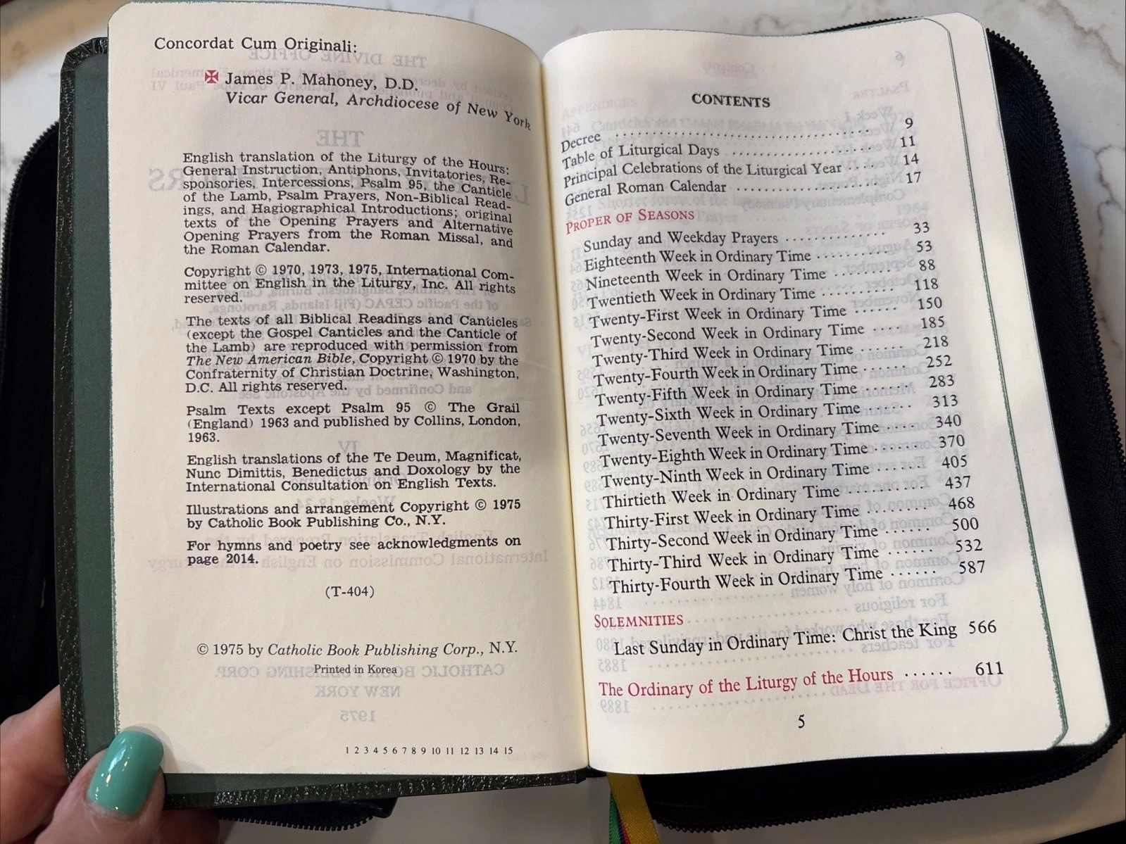 1975 Liturgy of the Hours Vol 4 Ordinary Time Weeks 18-34 In Leather Zip Case