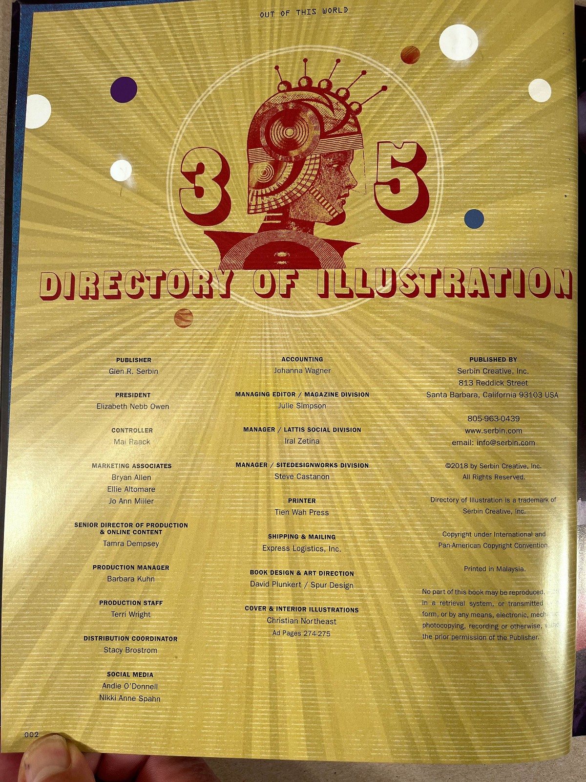 DIRECTORY OF ILLUSTRATION 35, 2018 Serbin Creative Annual, 504 Pages Hardcover