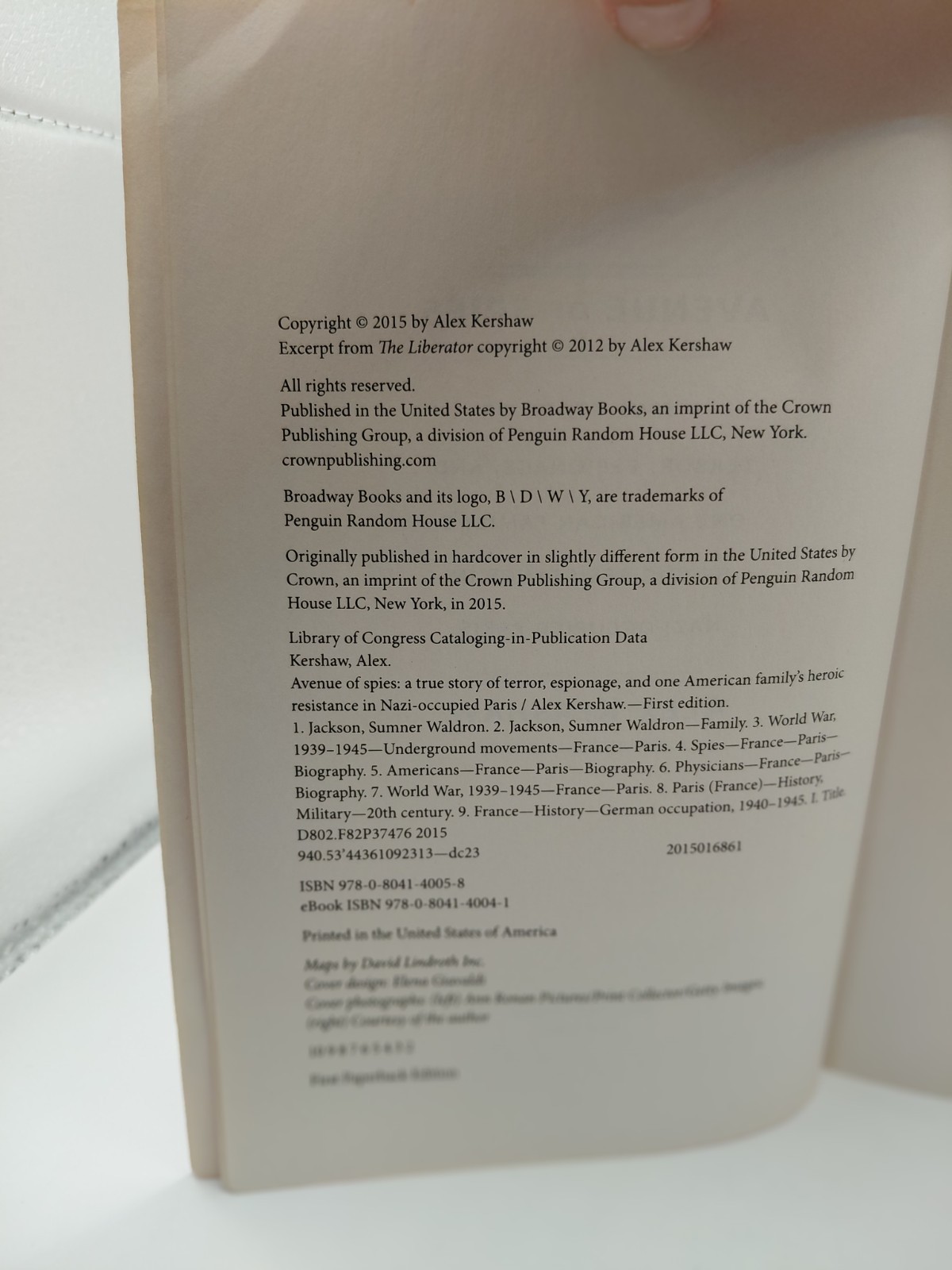 „Avenue of Spies: Nazi Occupied Paris“ Paperback Book, (By: Alex Kershaw), WWII