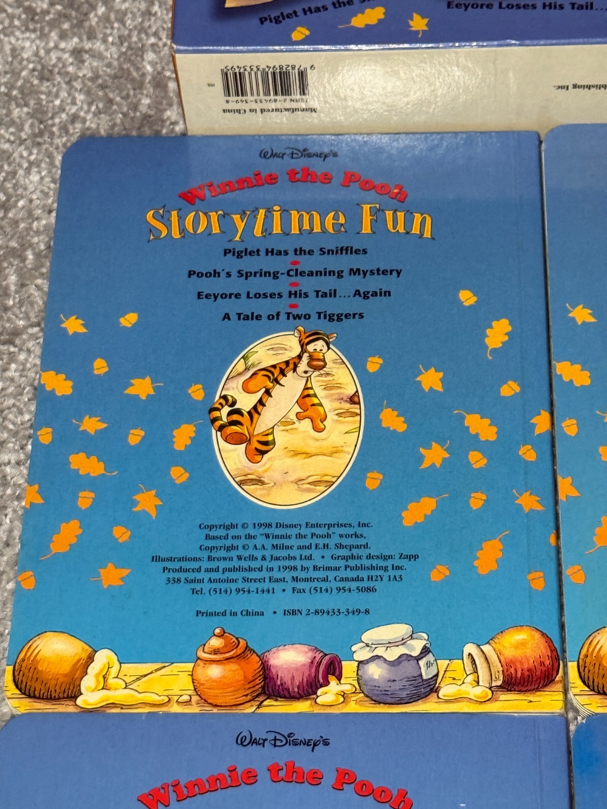 1998 Winnie the Pooh Storytime Fun 4 Board Book Box Set Hardcover