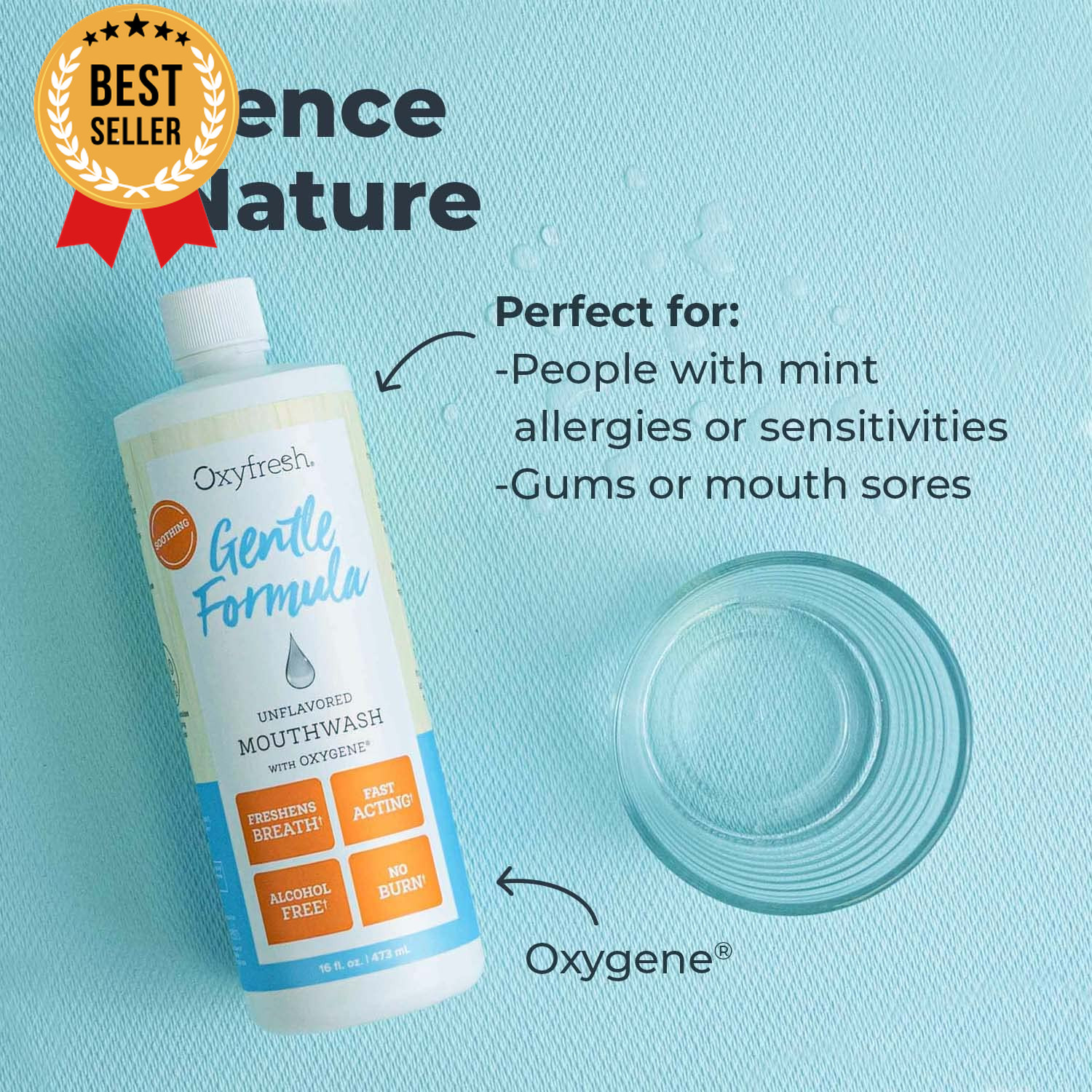 Gentle Formula Unflavored Mouthwash No Mint Alcohol Free for Sensitive Gums 16Oz