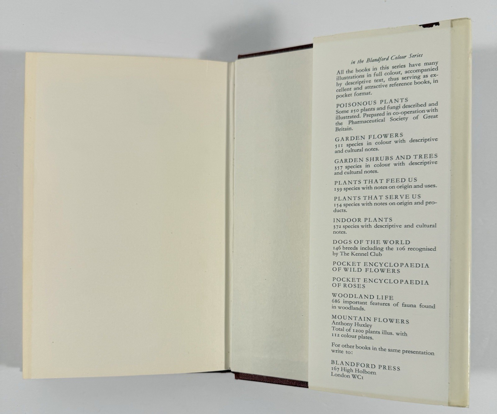1961 Mushrooms Toadstools in Colour Blandford First Edition Dust Jacket Hvass