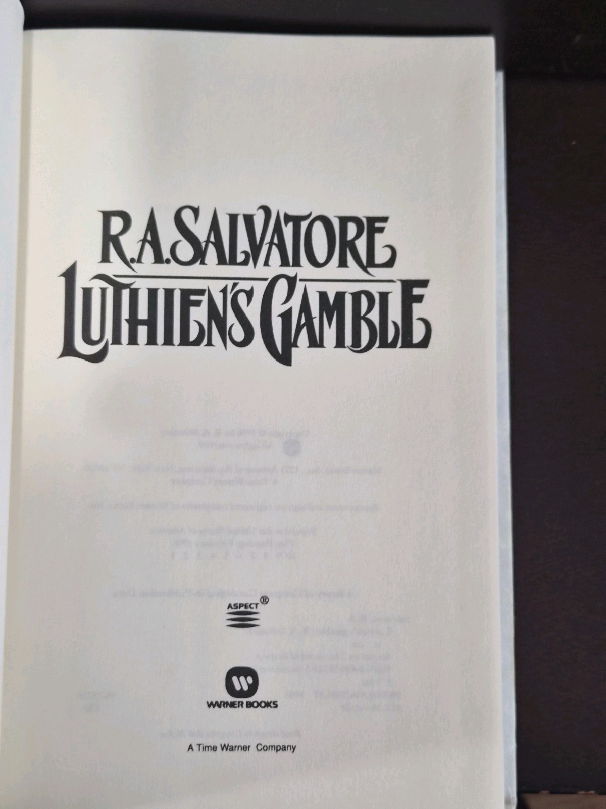 Luthien’s Gamble R.A. Salvatore 1996 1st Ed 1st Printing HCDJ VG Mylar