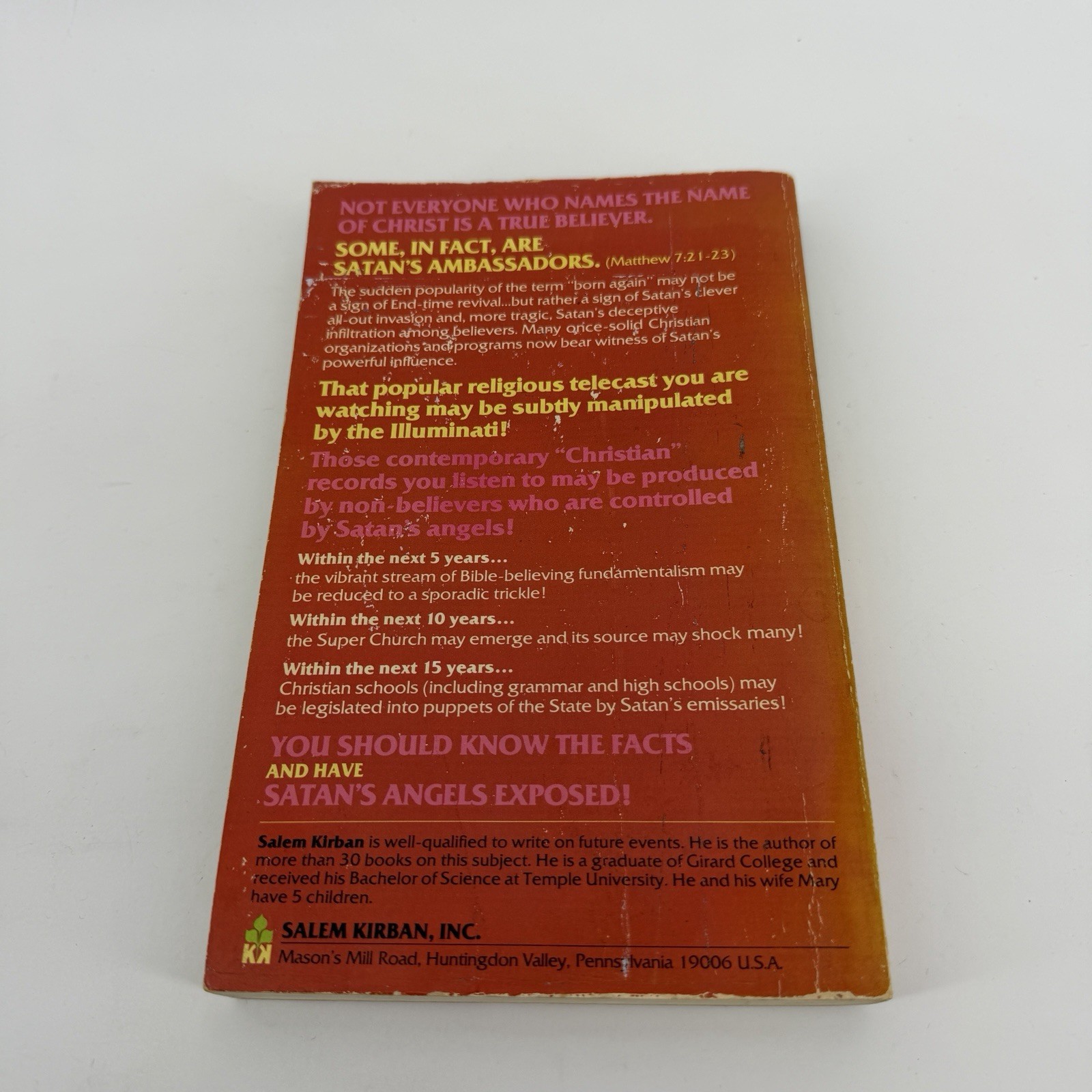 Satans Angels Exposed Salem Kirban Soft Cover Illuminati Golden Dawn More