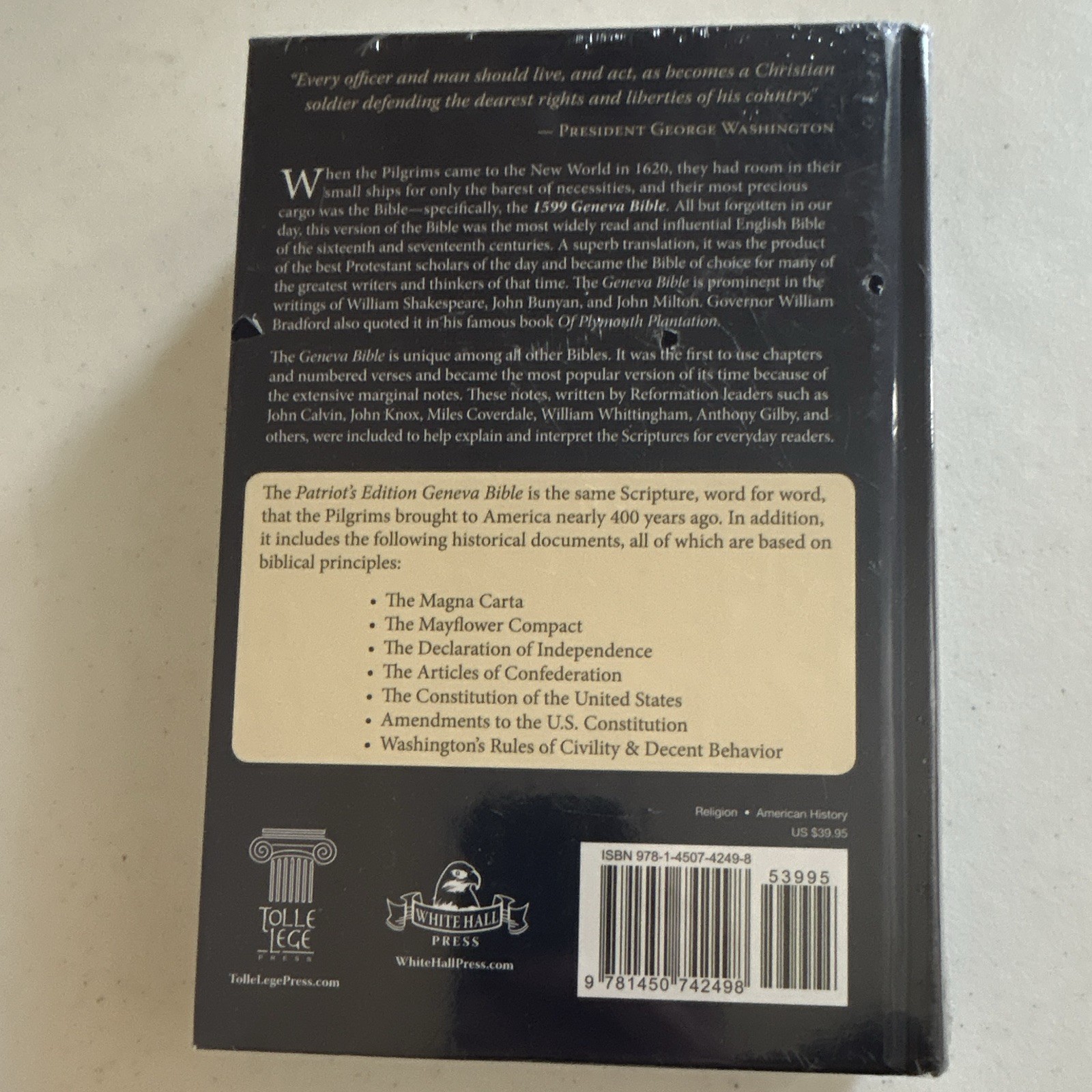 New Sealed 1599 Geneva Bible Patriot’s Edition – Hardcover – Tolle Lege Press