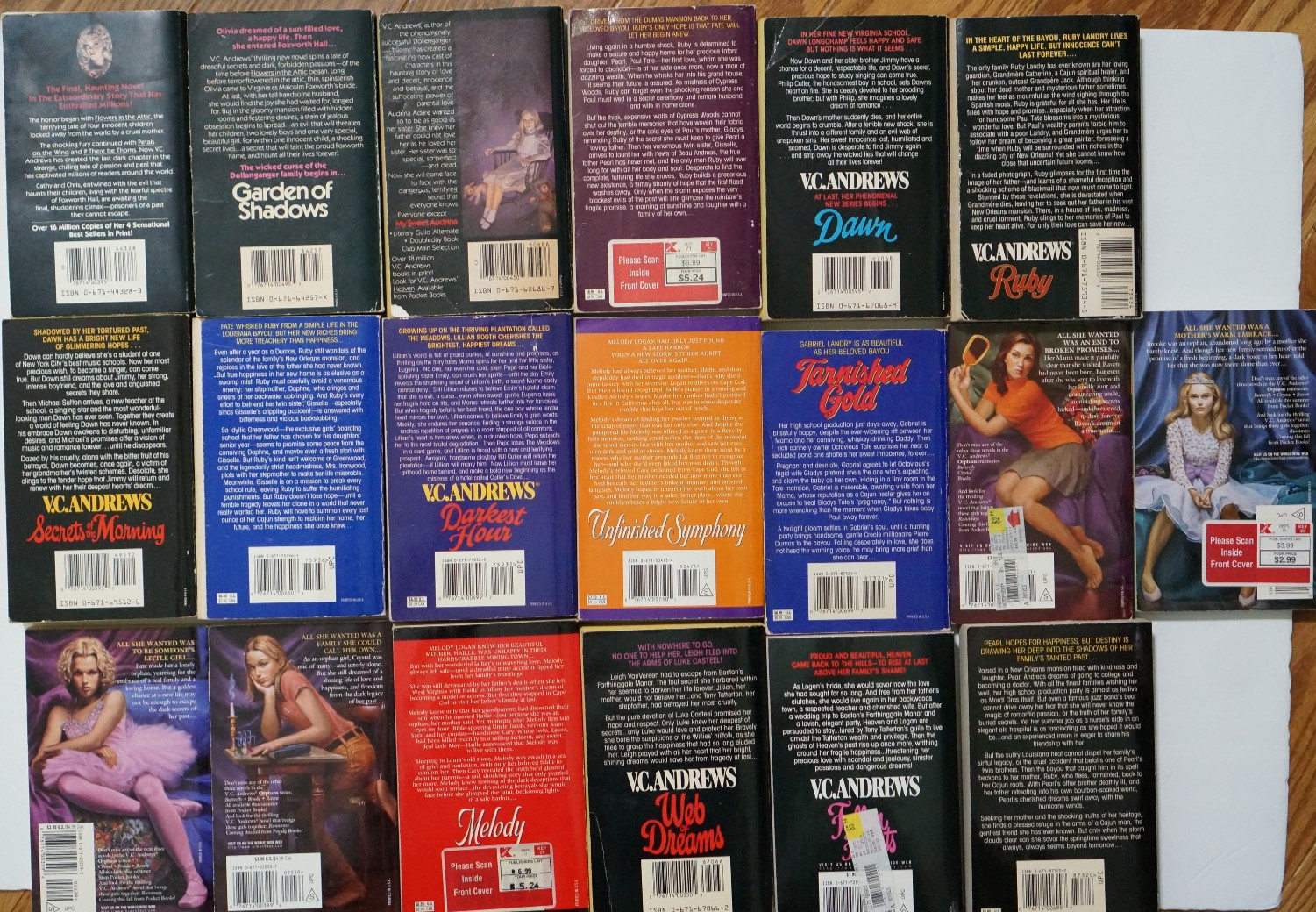 VC Andrews Book Lot of 19 Vintage Gothic Horror Romance Novels Paperback V.C.