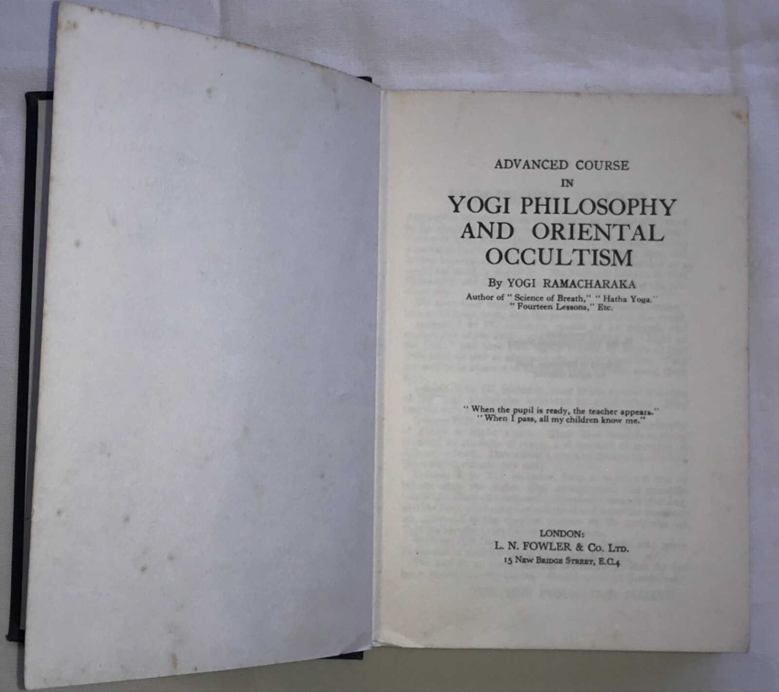 Advanced course in Yogi Philosophy Oriental Occultism Book Y. Ramacharaka VTG
