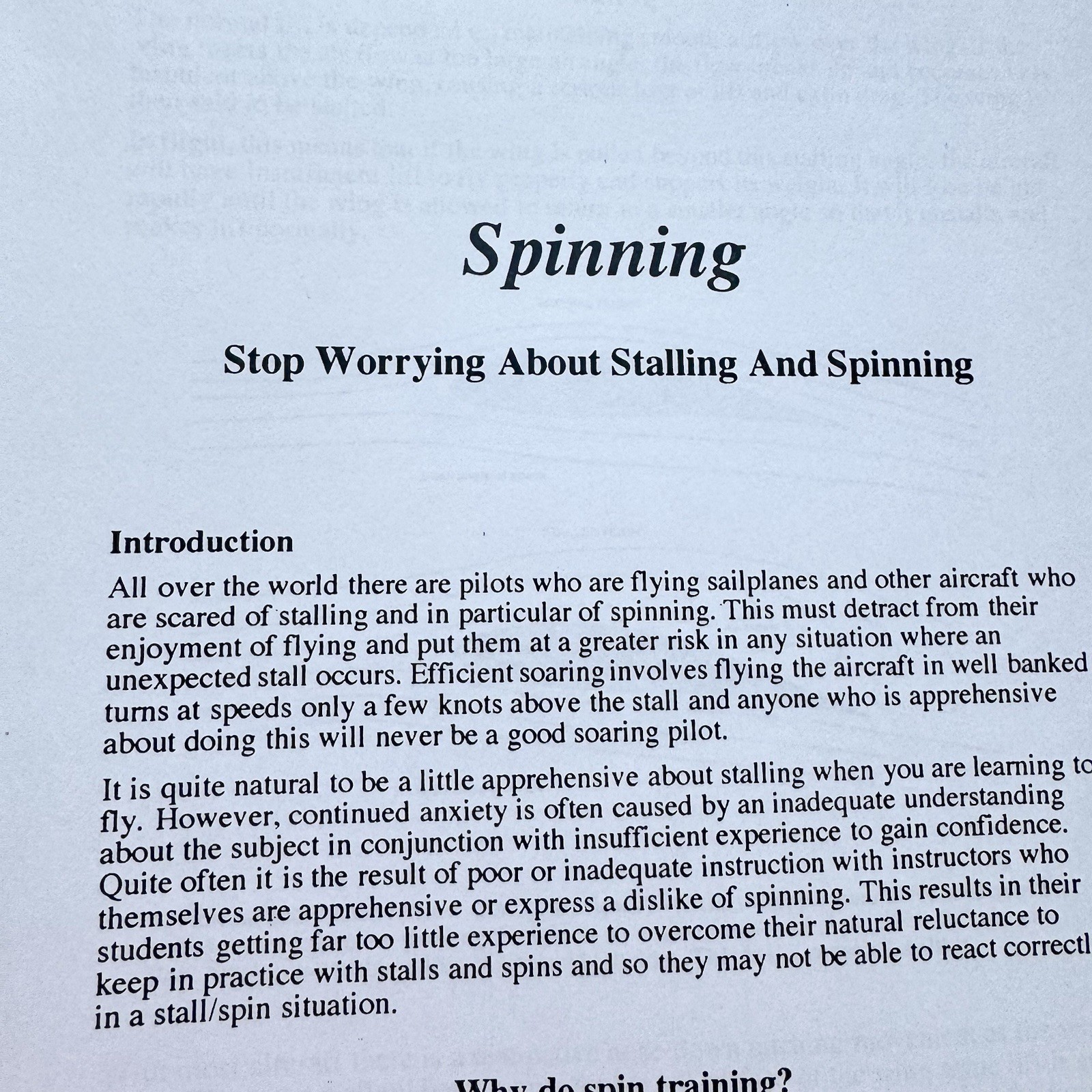 Derek Piggott Airplane Pilot Operating Manual Vintage Plane Stalling Spinning 94