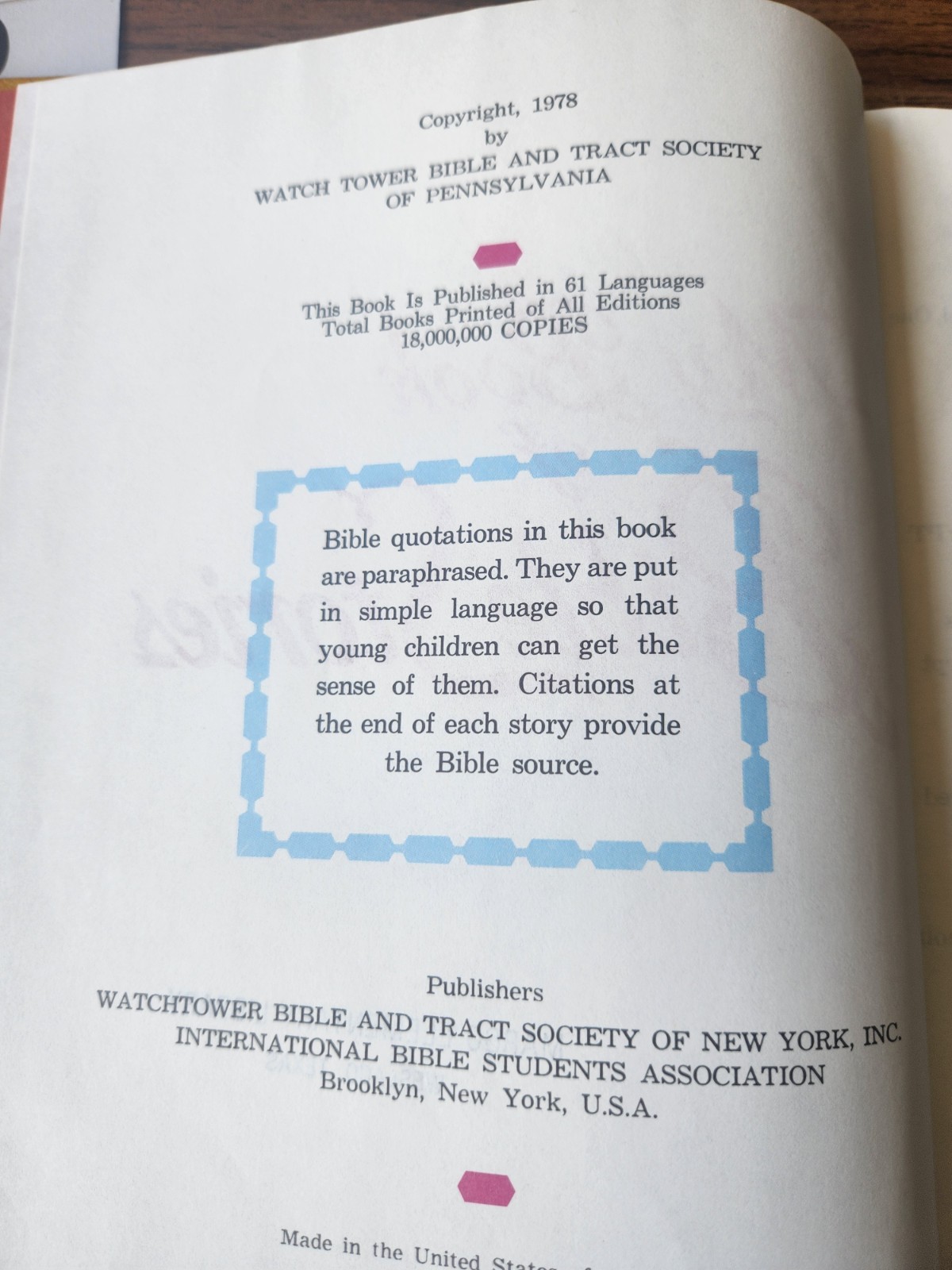 Vintage ‚My Book Of Bible Stories‘ Copyright 1978 Yellow Hardcover