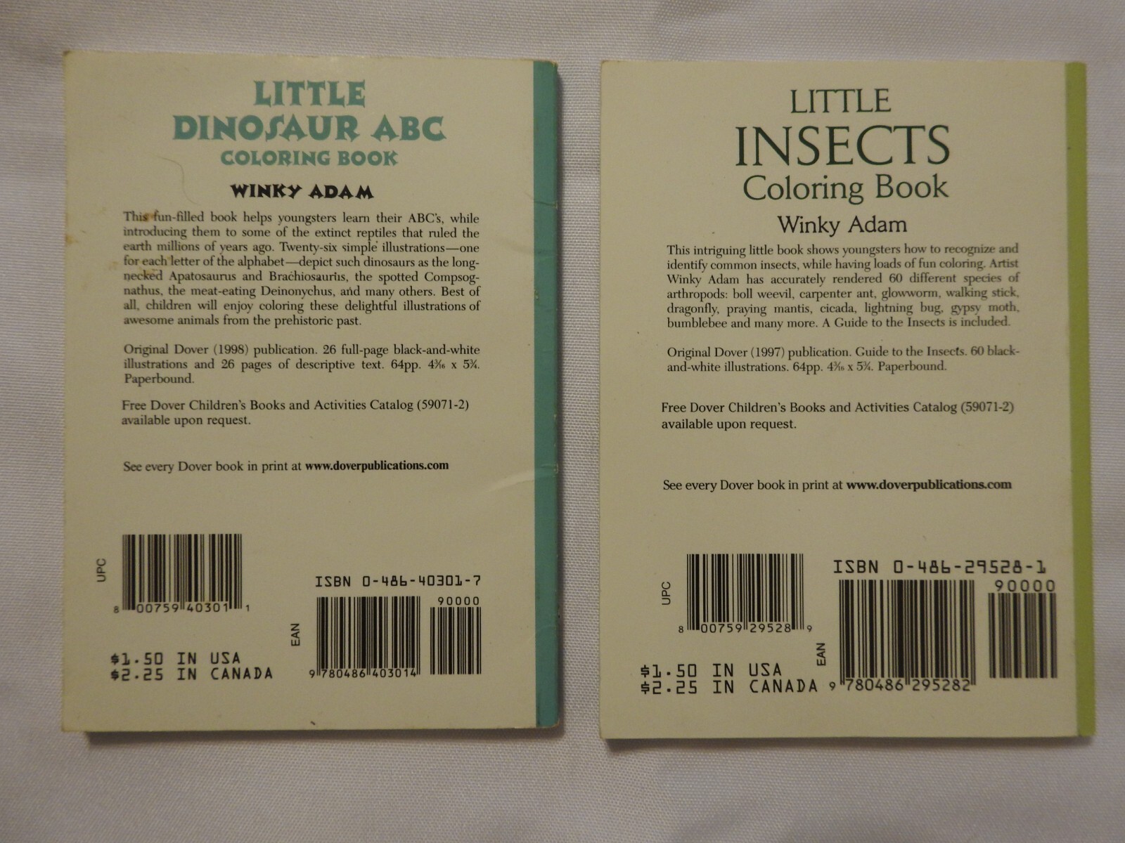 1997 & 1998 (DOVER LITTLE ACTIVITY BOOKS) Coloring Paperbacks By Winky Adam