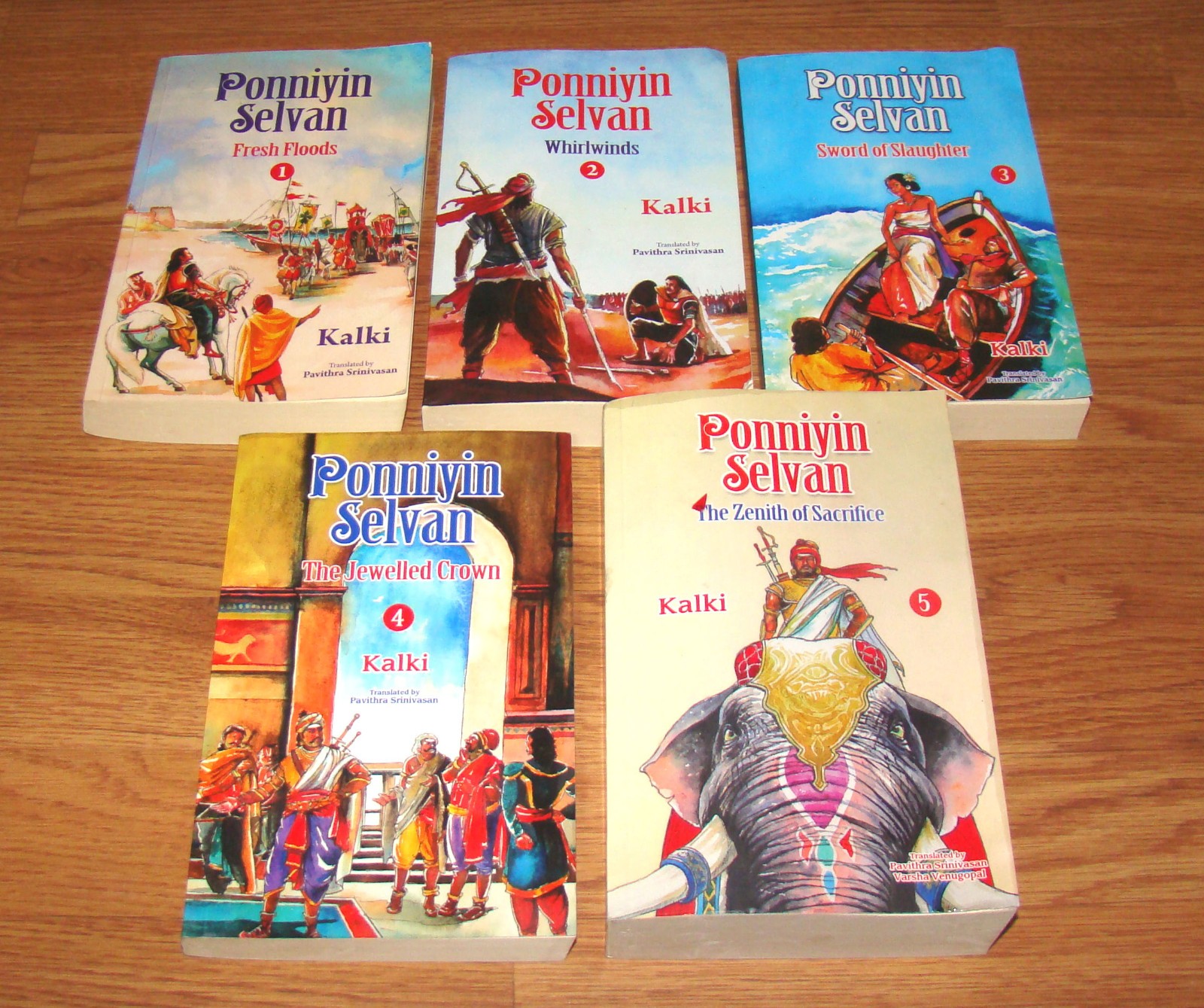 The Ponniyin Selvan Paperback Series 1-5 by Kalki, English Translated Versions