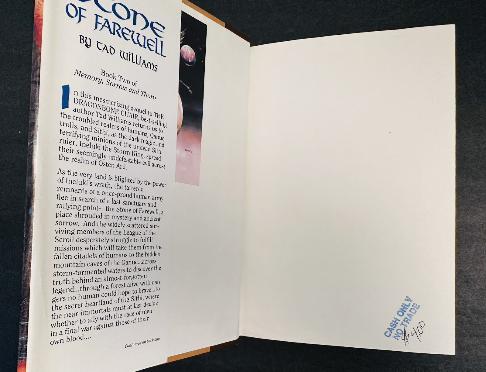 Stone of Farewell by Tad Williams BCE Book 2 Memory, Sorrow & Thorn 1990