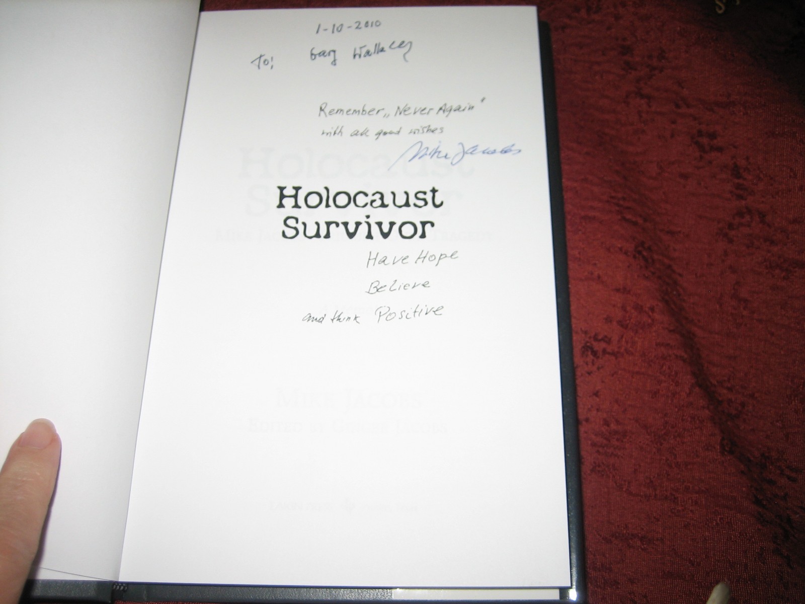 Holocaust Survivor : Mike Jacob’s Triumph over Tragedy: A Memoir (2004, HD) SIGN