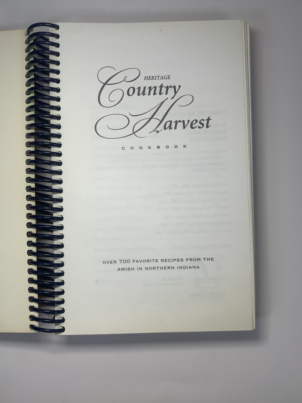 Heritage Country Harvest Cookbook Spiral Bound Recipes Amish Style