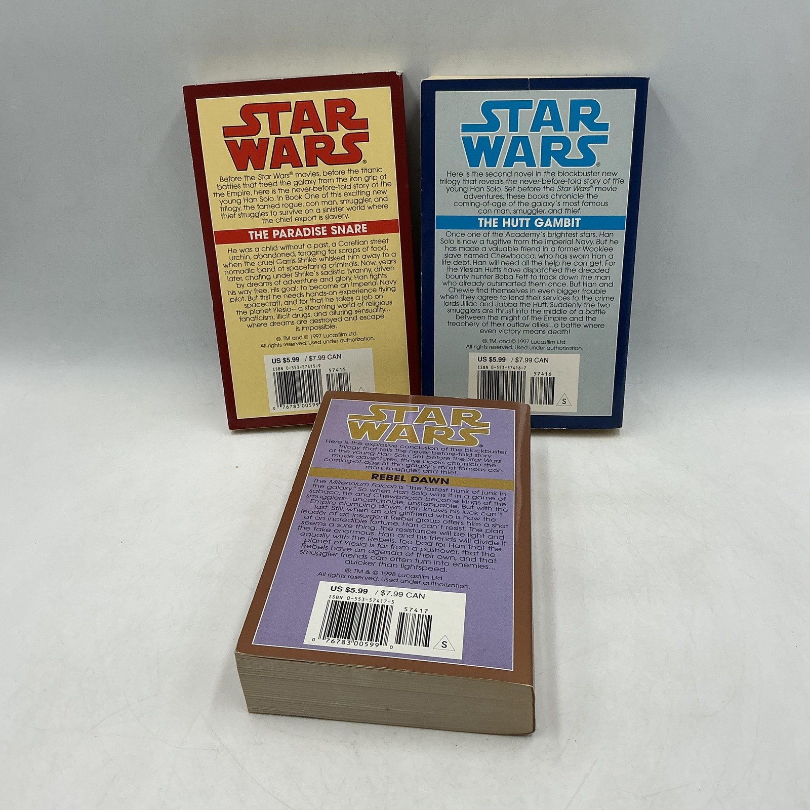 Star Wars: The Han Solo Trilogy A. C. Crispin Books Paperback 1997 3-Book Lot