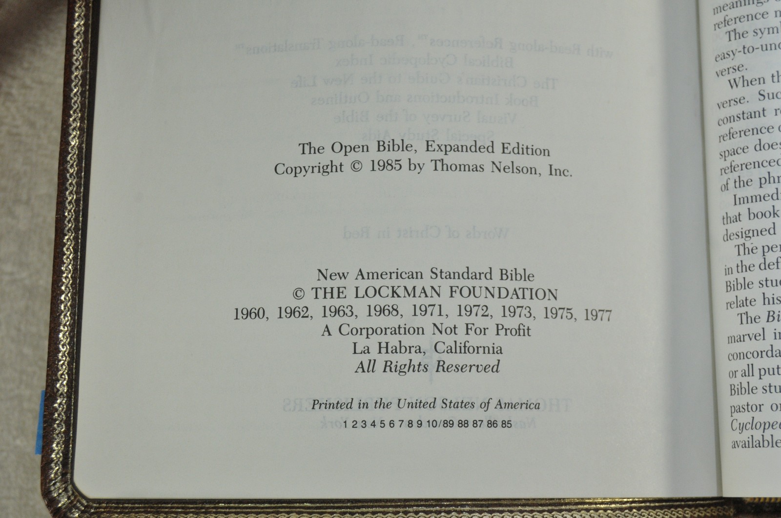 The Open Bible Expanded Edition NASB Brown Genuine Leather RL 1985 Nelson 976BR