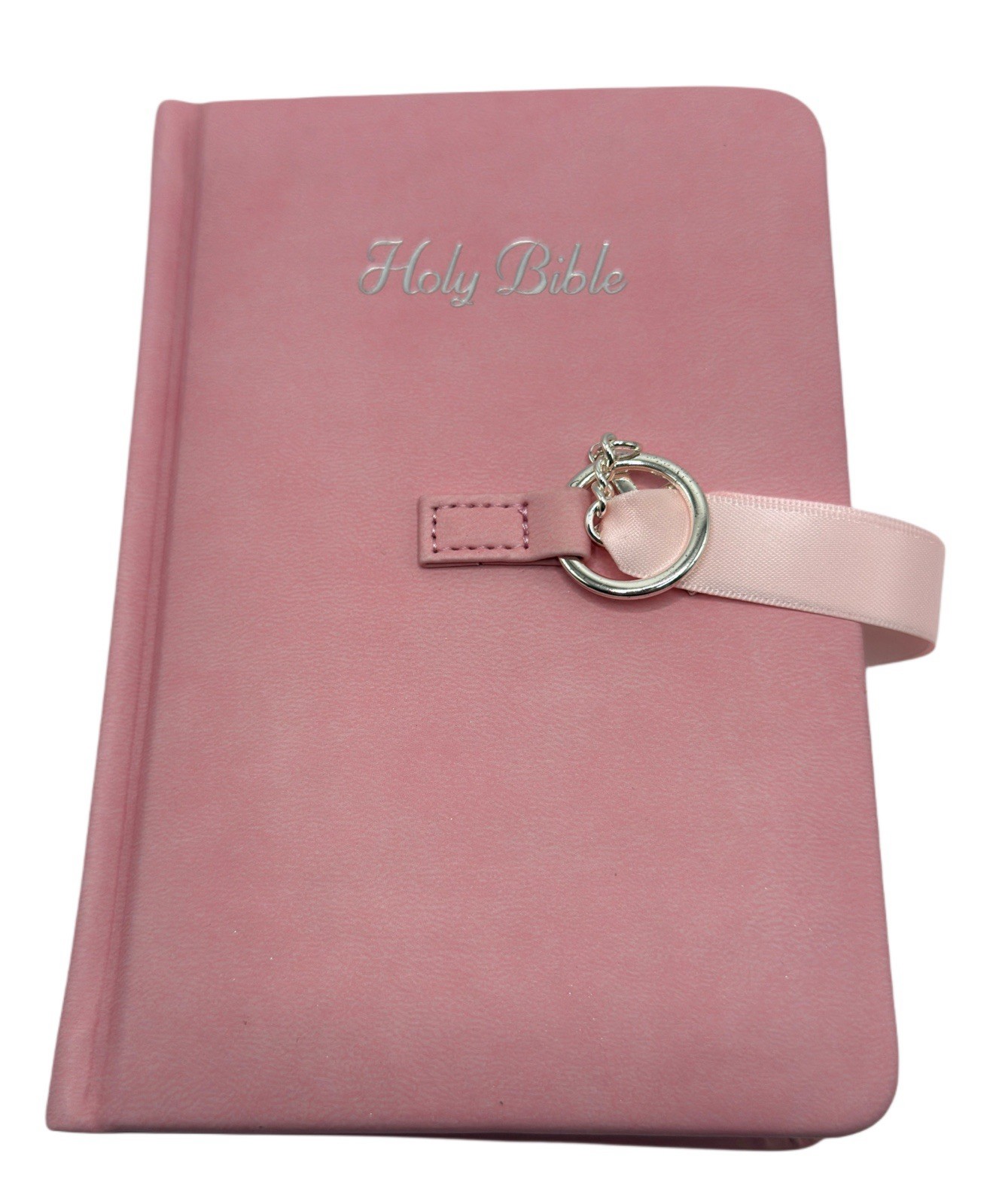 NKJV Simply Charming Bible Pink Hardcover Ribbon Cross Charm New