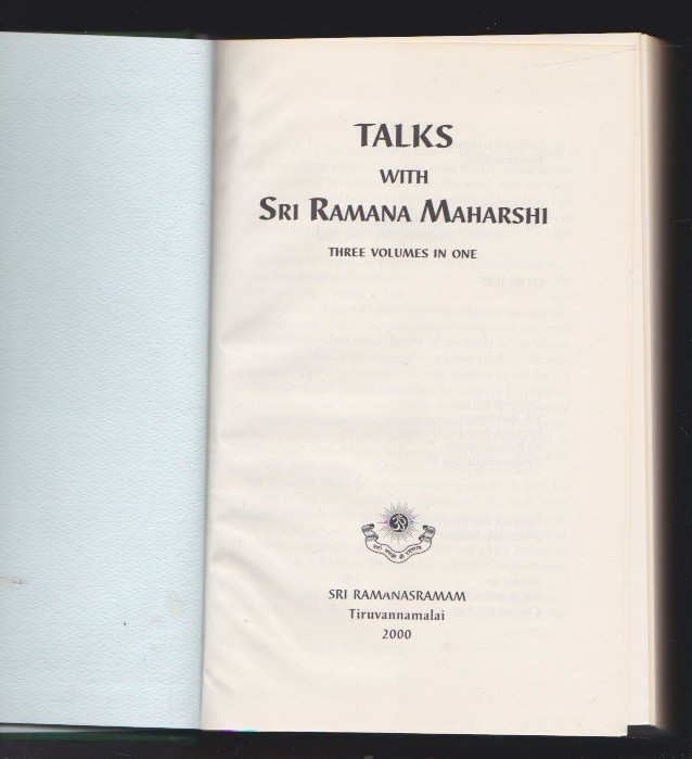 Talks With Sri Ramana Maharshi 3-in-1 by Ramana Maharshi Hardcover 2000 LN