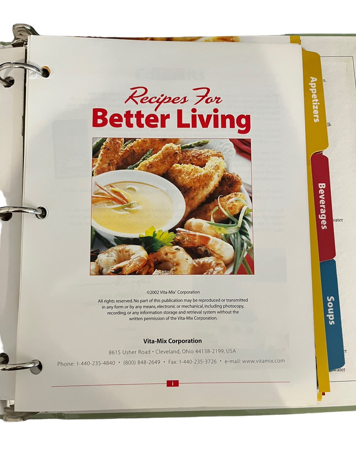 VTG 2002 Vita Mix Recipes For Better Living Hardcover Binder & Owner’s Manual
