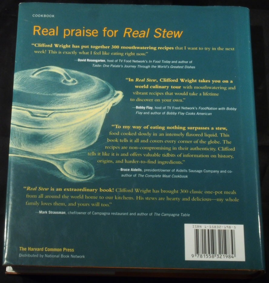 2002 Real Stew Clifford Wright Harvard Common Press hardcover dust jacket