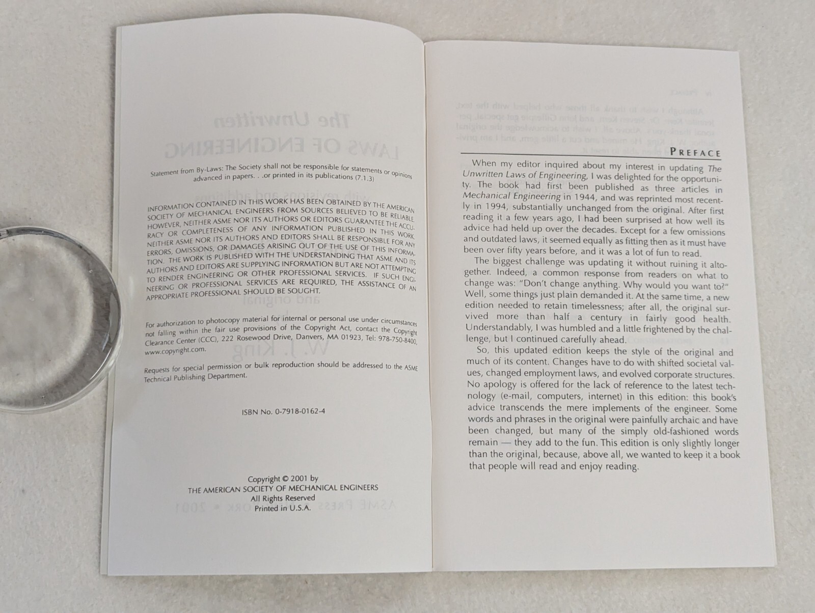 Unwritten Laws of Engineering W.J. King James G. Skakoon ~ Softcover Booklet