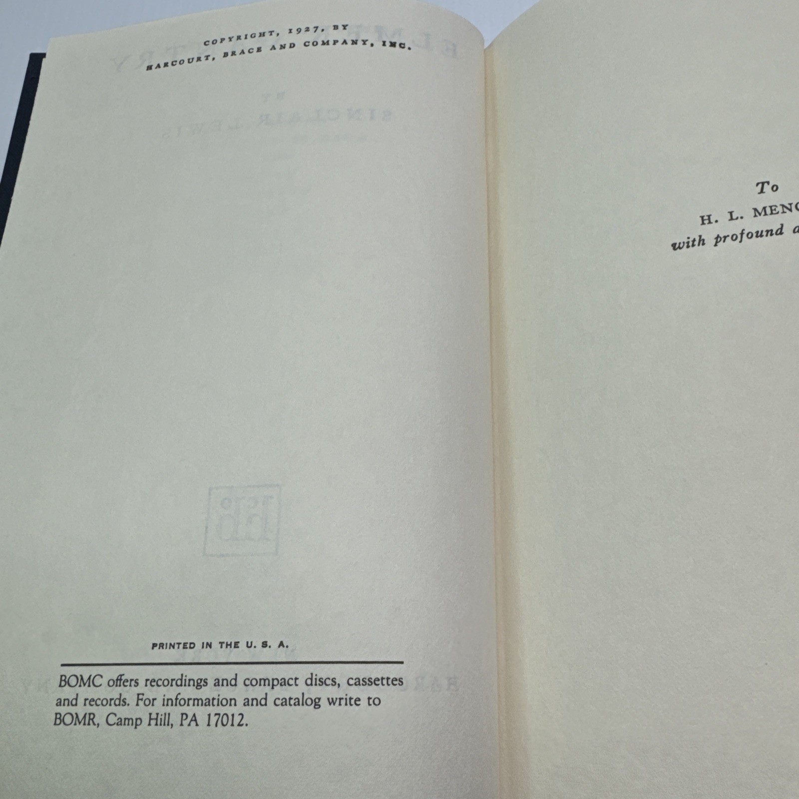 Elmer Gantry Sinclair Lewis Hardcover c1927 Later Print Book of the Month Club