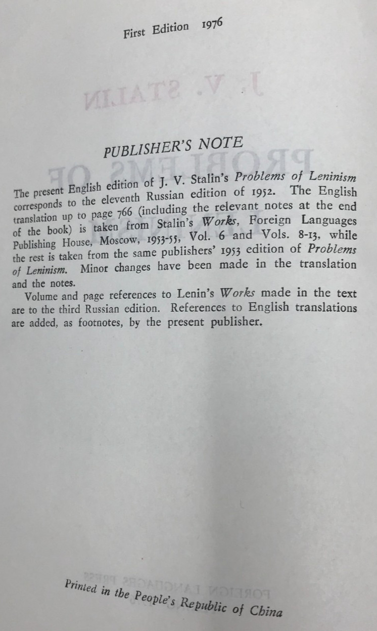 Problems of Leninism by J. V. Stalin 1976, E-36