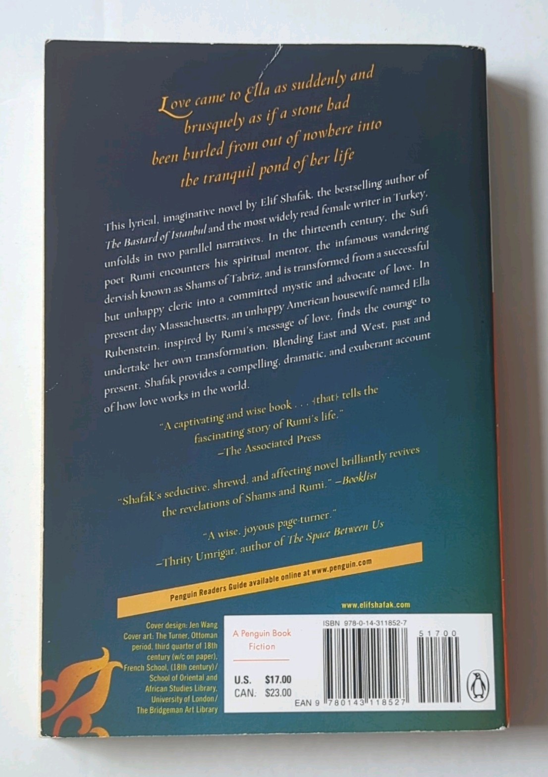 The Forty Rules of Love: A Novel of Rumi by Elif Shafak – PB – GOOD