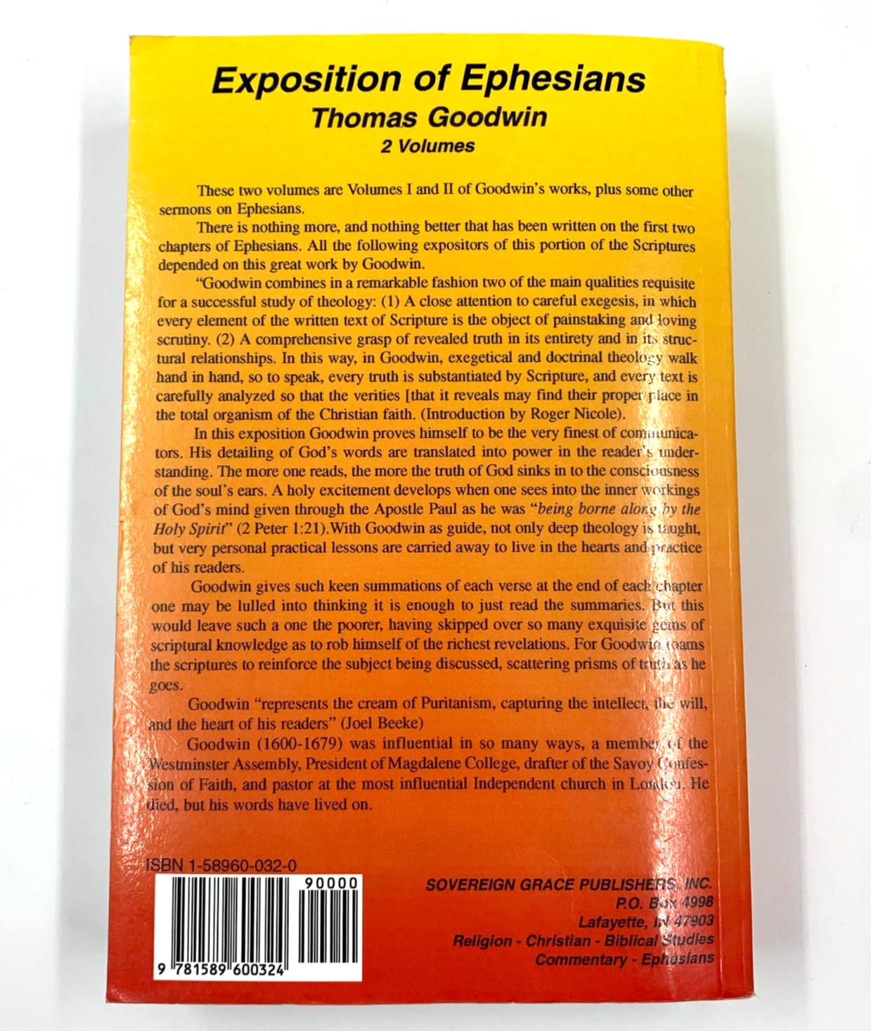 Exposition of Ephesians – by Thomas Goodwin – Vol 1. – PB 2001