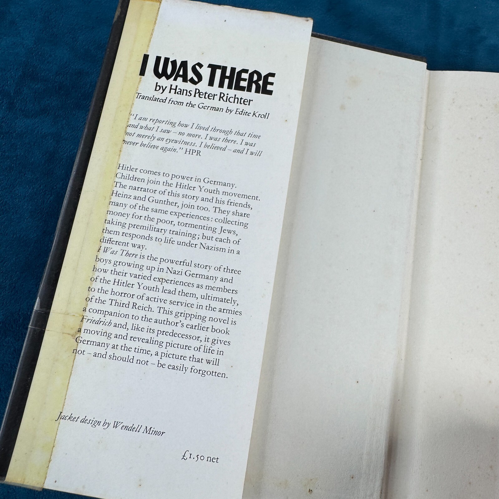 I Was There by Hans Peter Richter … Hardcover Book – 1973 – WWII Vintage