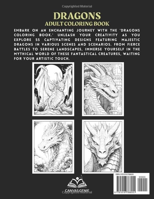 Dragons – Adult Coloring Book: Stress relief coloring book for adults, teens …