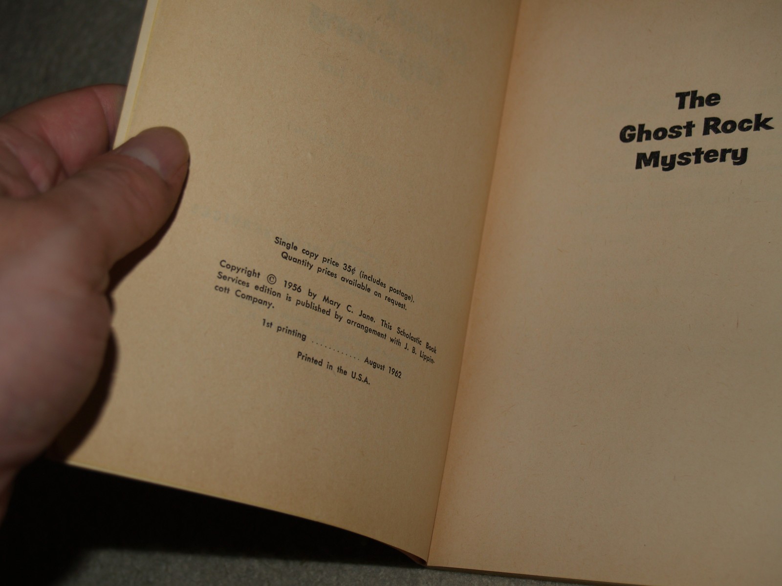 The Ghost Rock Mystery by Mary C Jane Scholastic Paperback 1st print 1962