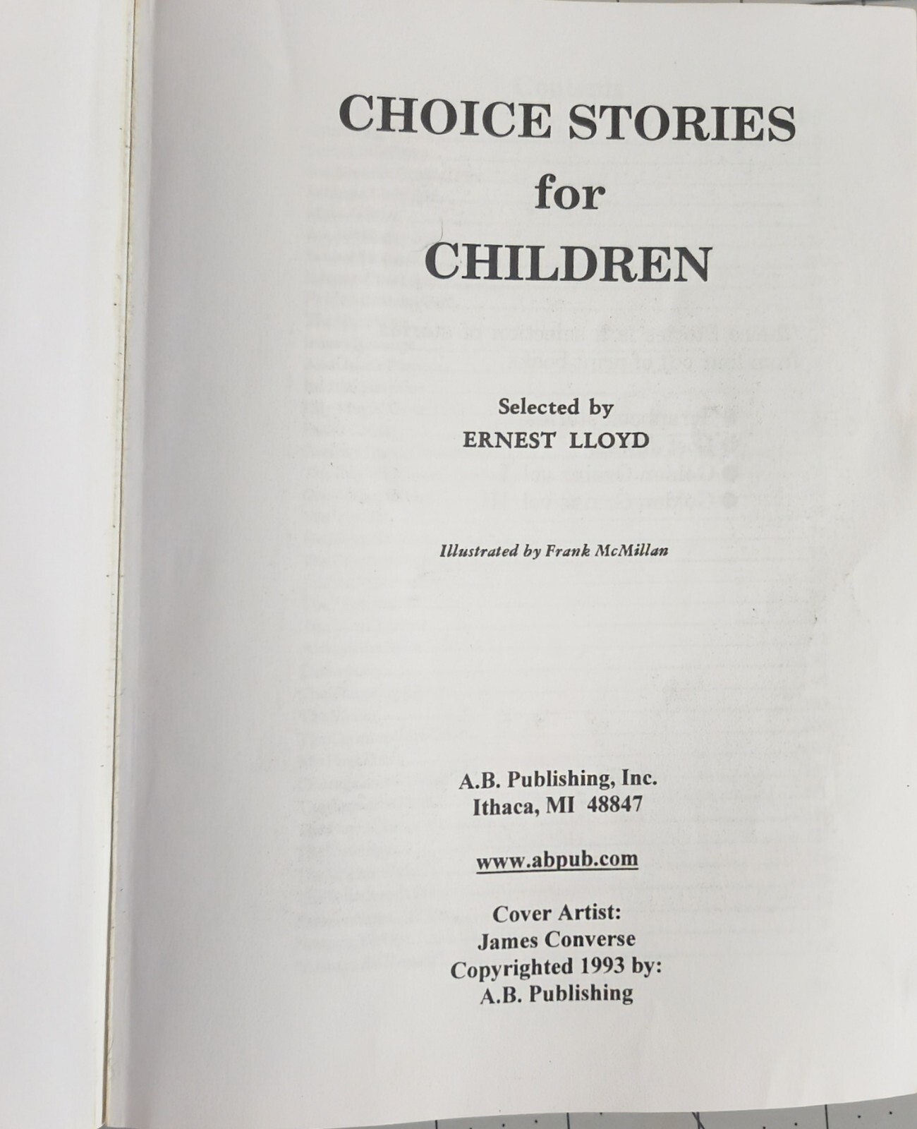Choice Stories for Children Angela’s Bookshelf Publishing Staff Ernest Lloyd