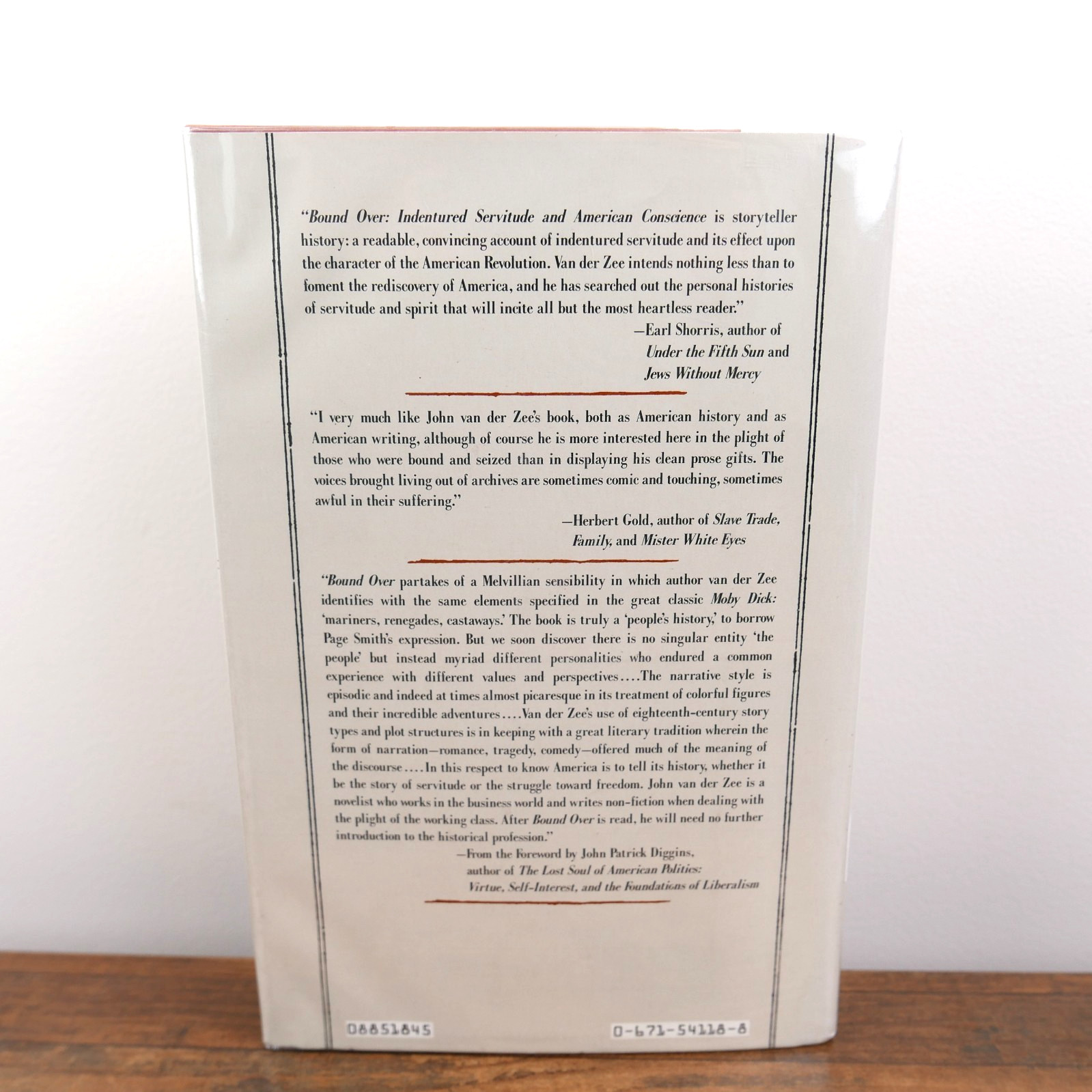 Bound Over Indentured Servitude History John Van Der Zee 1985 HC DJ First Ed