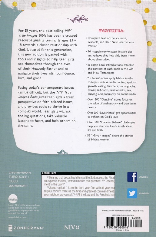NIV, True Images Bible, Imitation Leather, Blue/Gold: The Bible for Teen Girls