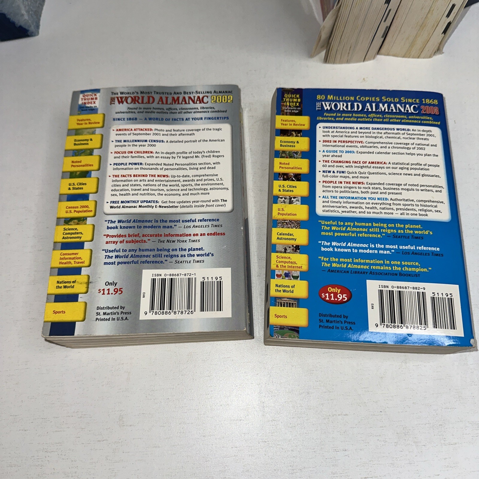 The World Almanac and Book of Facts 8 Book Lot 1998-2006- Paperback