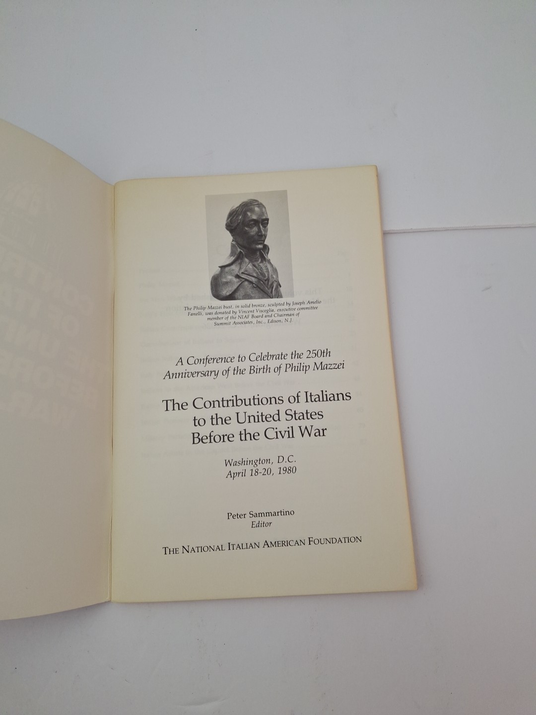 Peter Sammartino, Contributions of Italians to US Before Civil War 1980