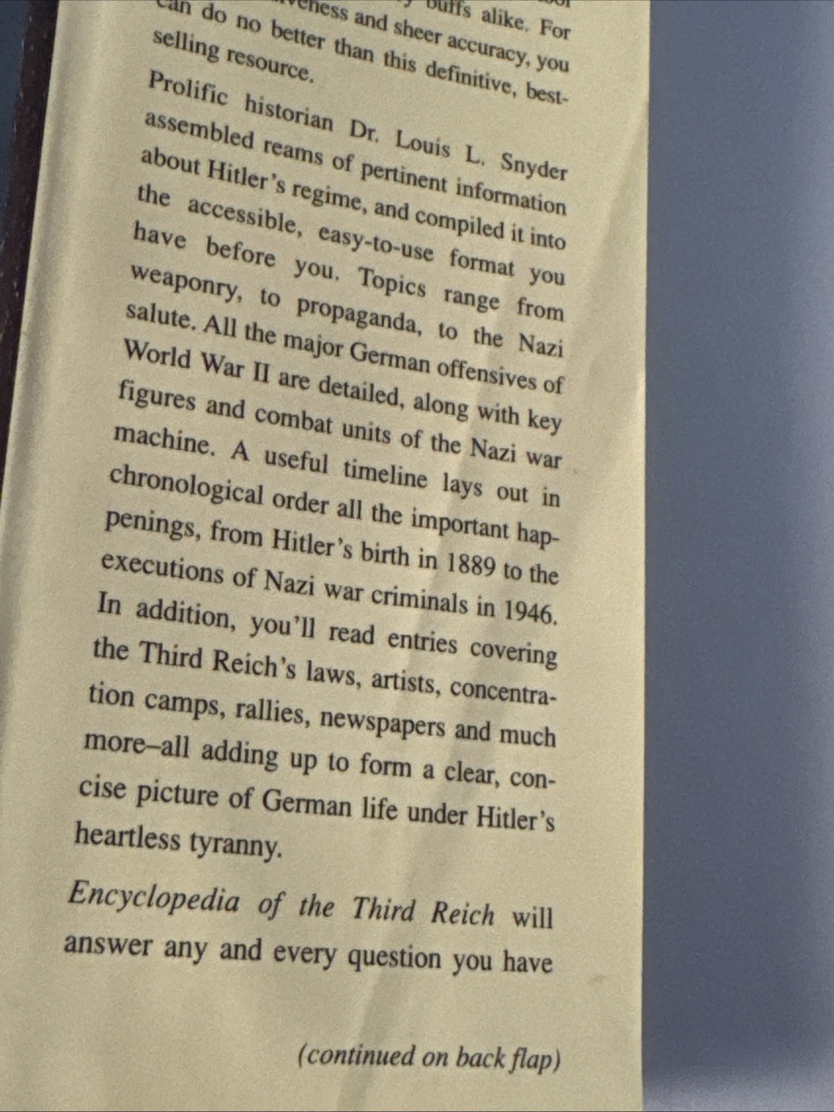 Encyclopedia of the Third Reich Louis L. Snyder 1976