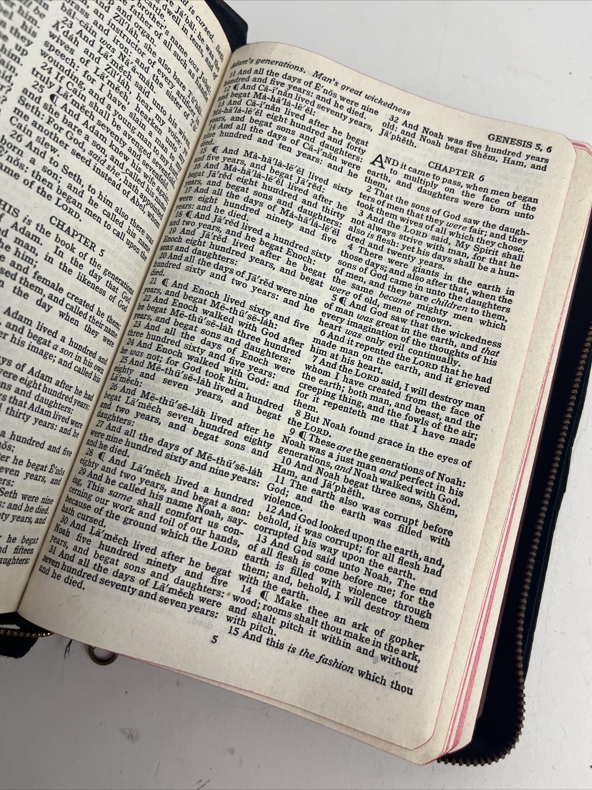 Bible KJV Zip Leather Original Tongues Antique VTG American Society