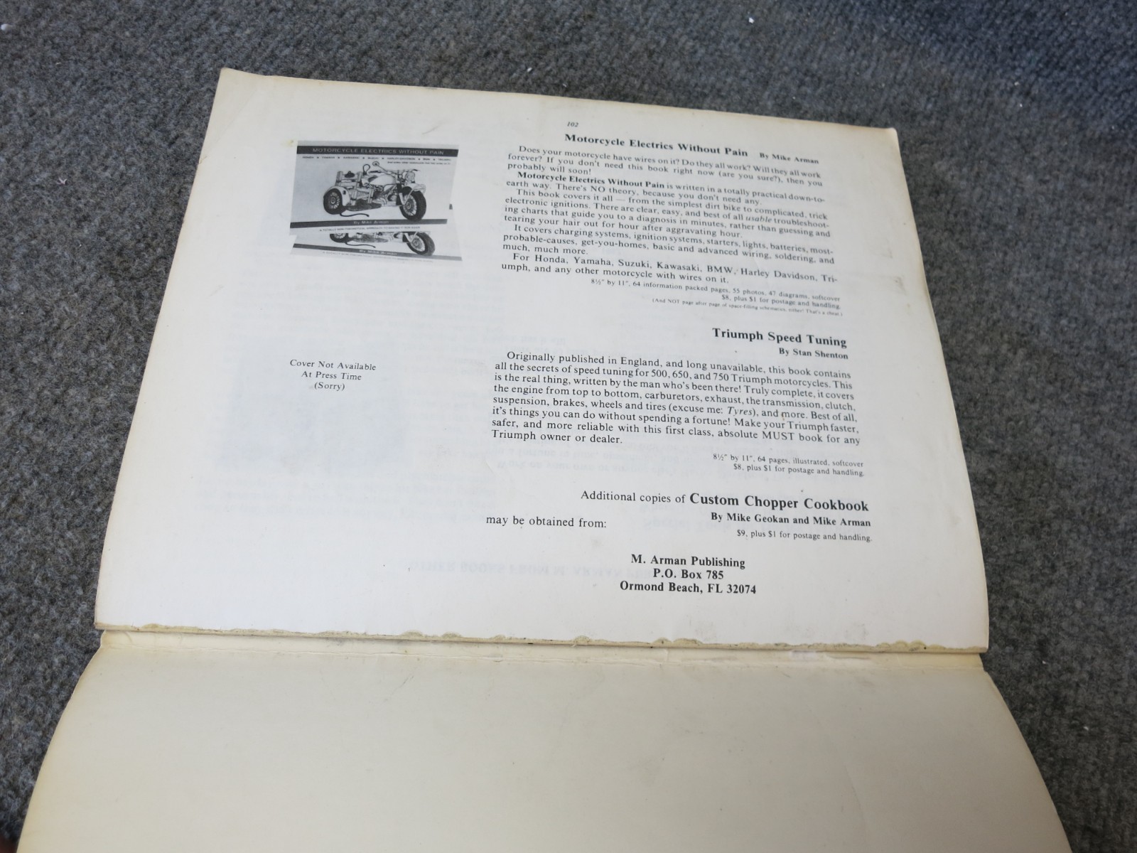 CUSTOM CHOPPER COOKBOOK, MIKE GEOKAN, LOOSE BINDING, SEE DESCRIPTION AND PICS.