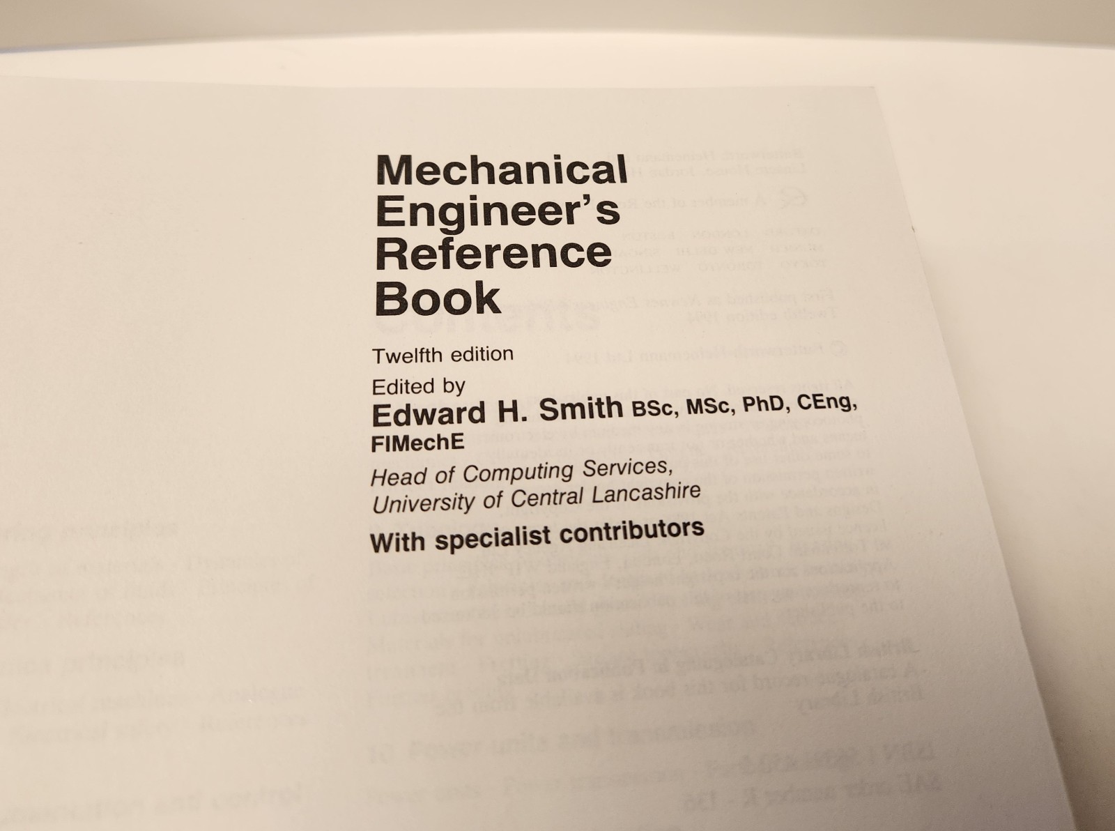 Mechanical Engineer’s Reference Textbook 12th Edition Edward H. Smith