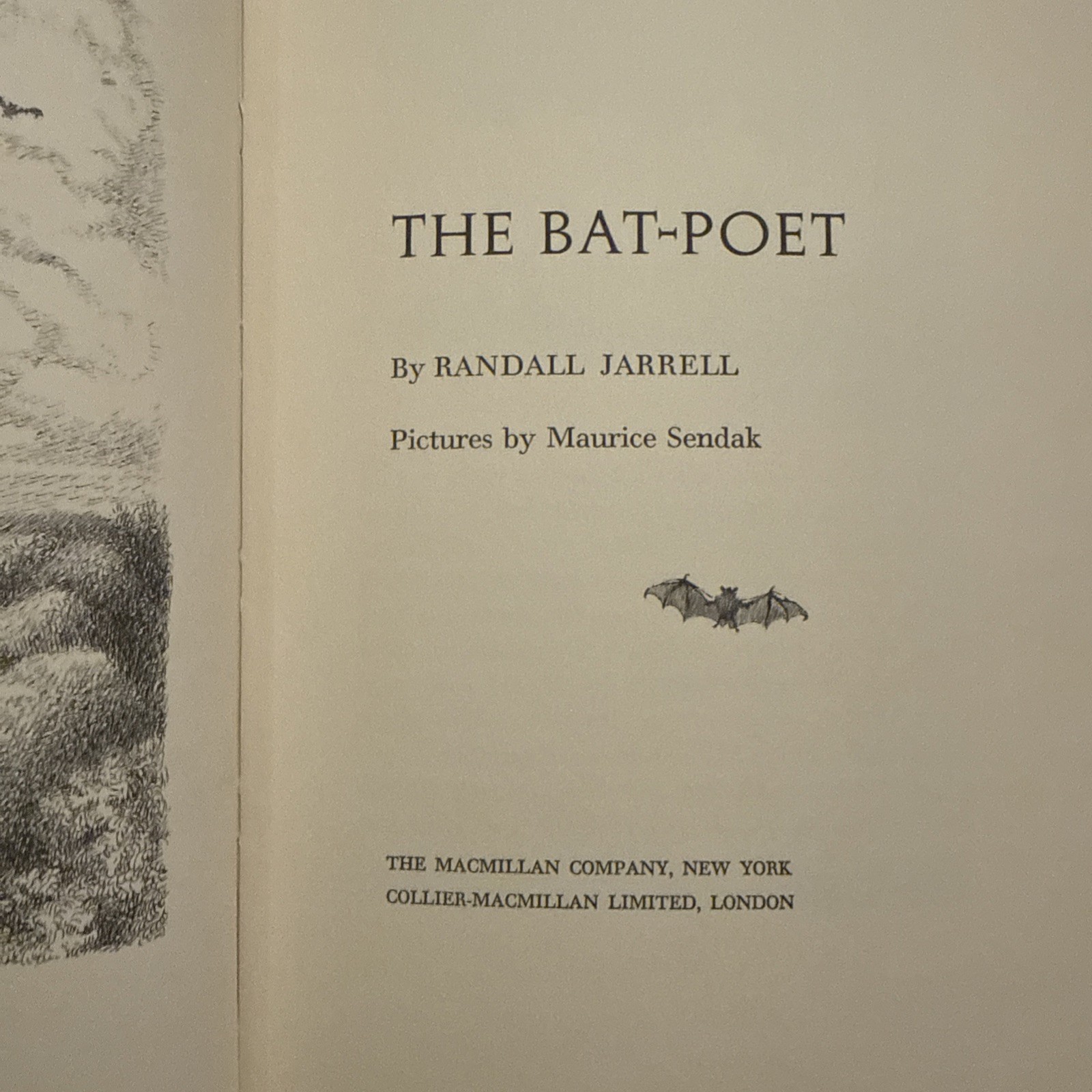 The Bat-Poet Randall Jarrell 1963 HC w/ Dust Jacket Maurice Sendak Illustrated