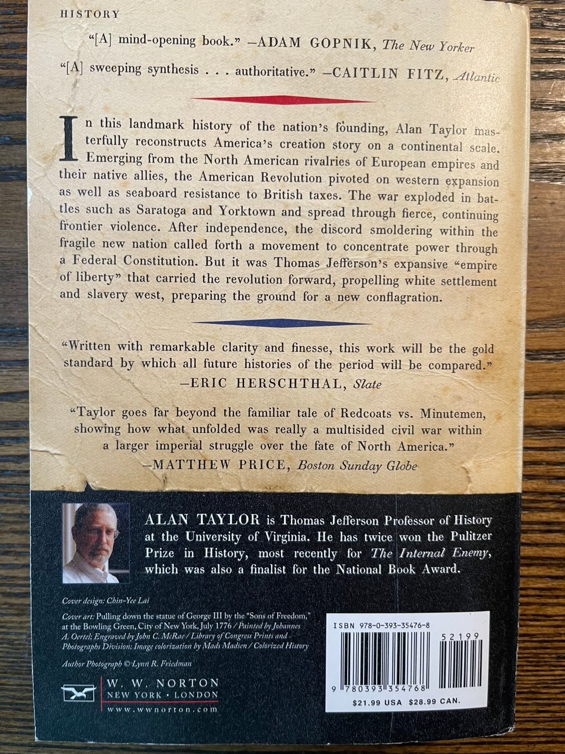 American Revolutions Alan Taylor History 1750-1804 Pulitzer Winner W W Norton:VG