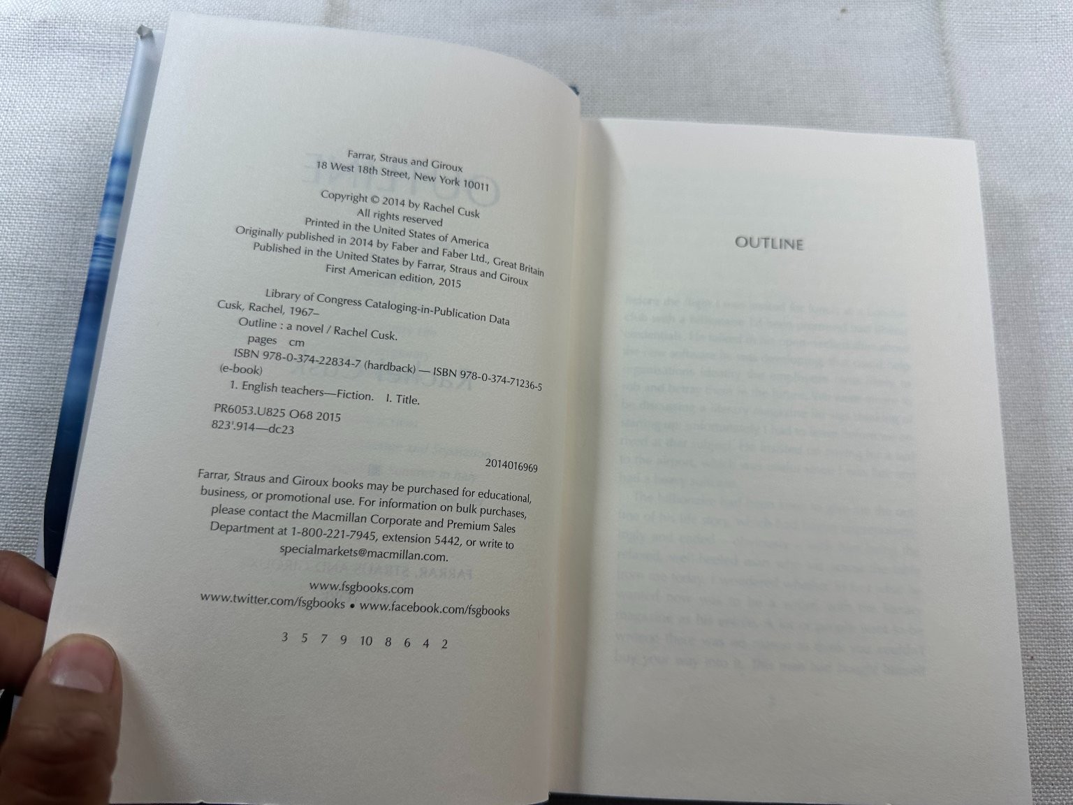 Outline Rachel Cusk 2015 First American Edition Novel Farrar Straus and Giroux
