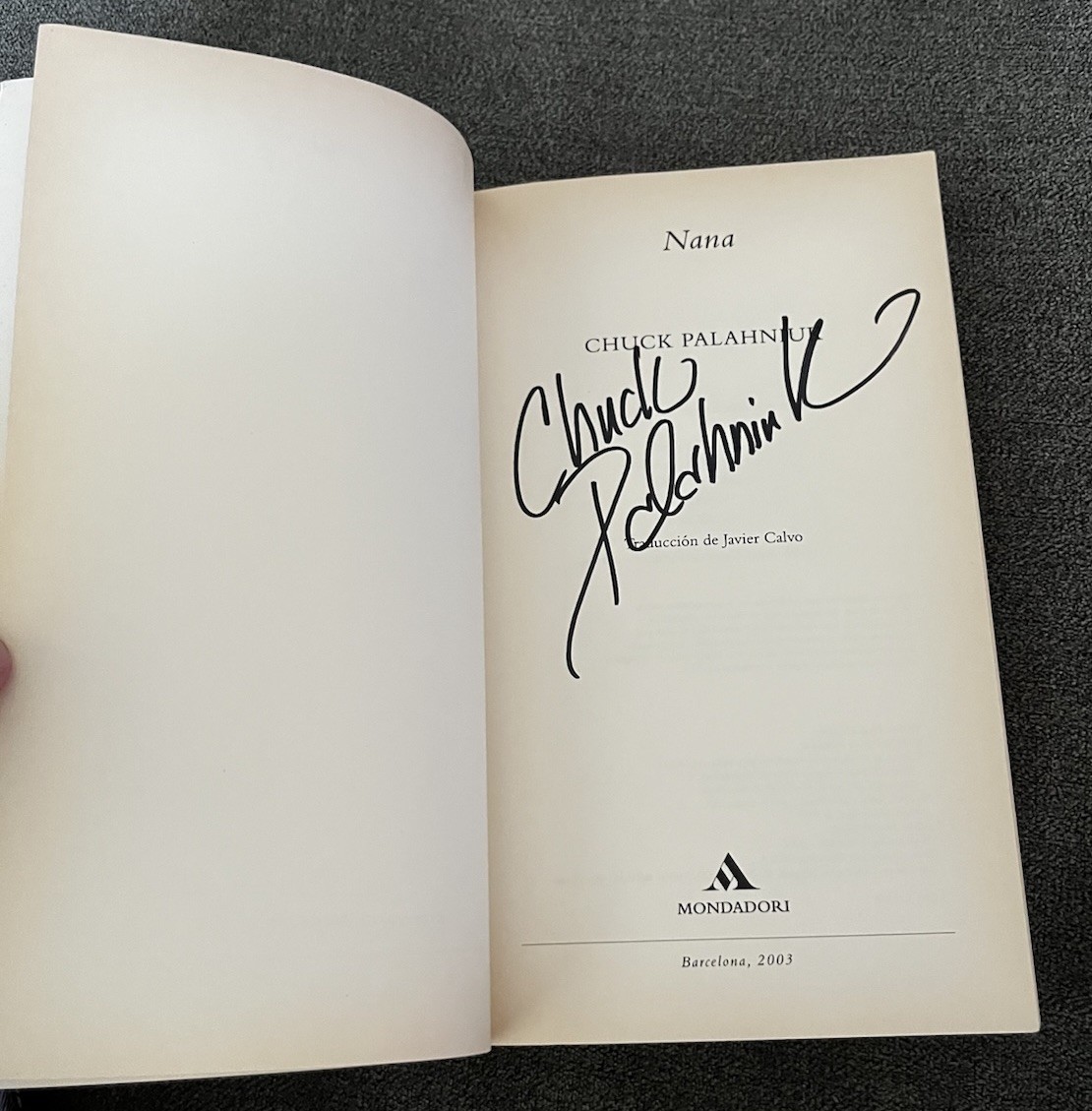 Signed Chuck Palahniuk Nana Lullaby 2003 Mondadori French Flap PB