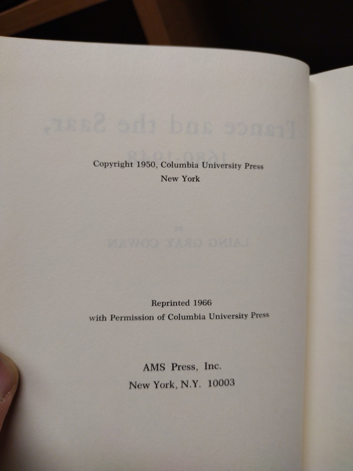 France and the Saar 1660-1948 Laing Gray Cowan Columbia University Studies 1966