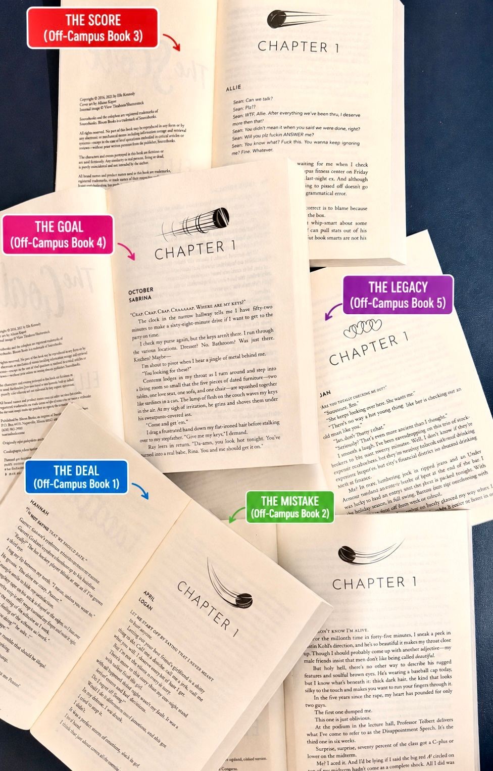 Elle Kennedy Off-Campus Series Complete 5 Book Set Paperback Romance