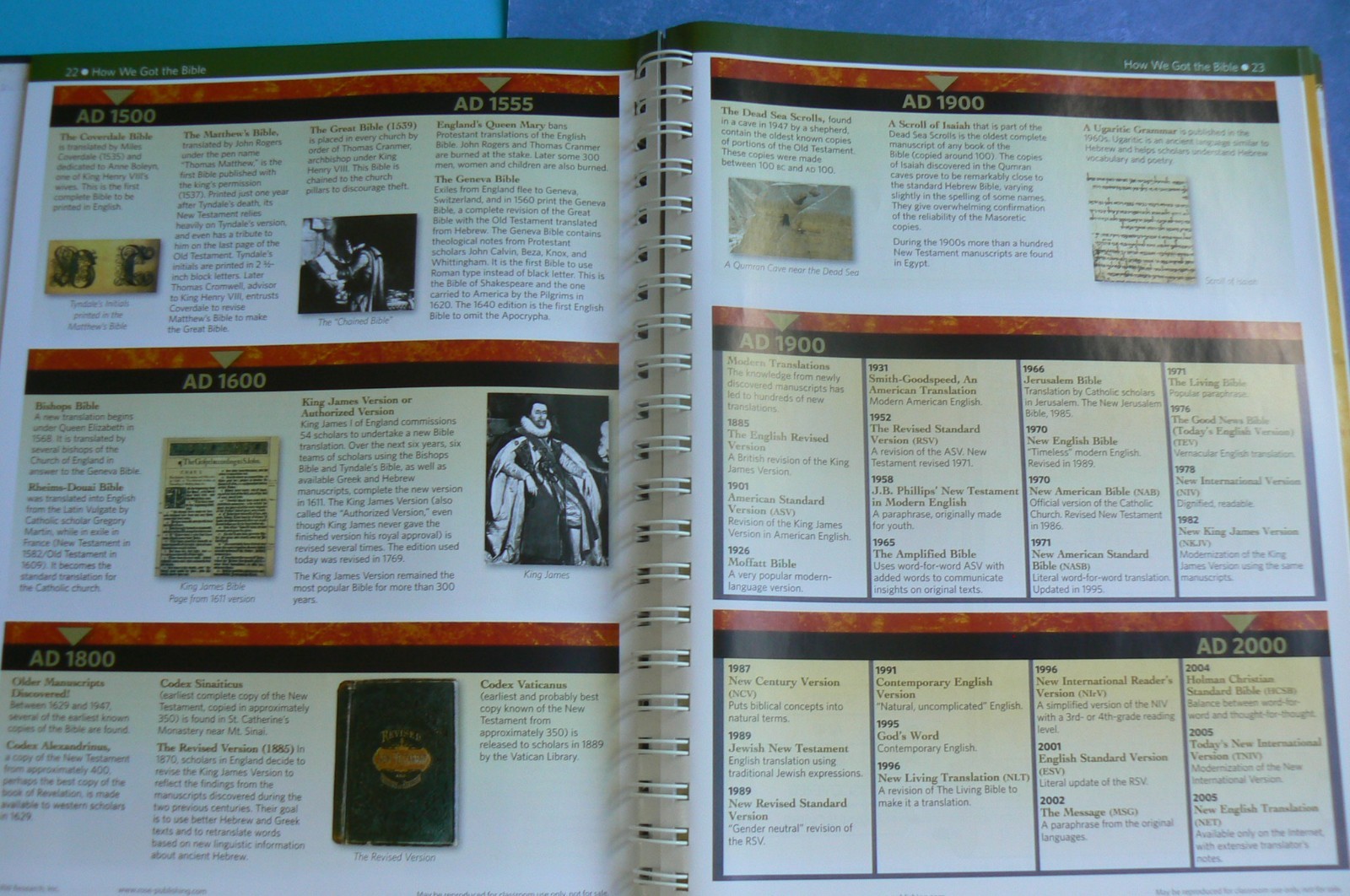Rose Book of Bible Charts,Maps, &Time Lines,10th Anniversary Ed.spiral HC 2015